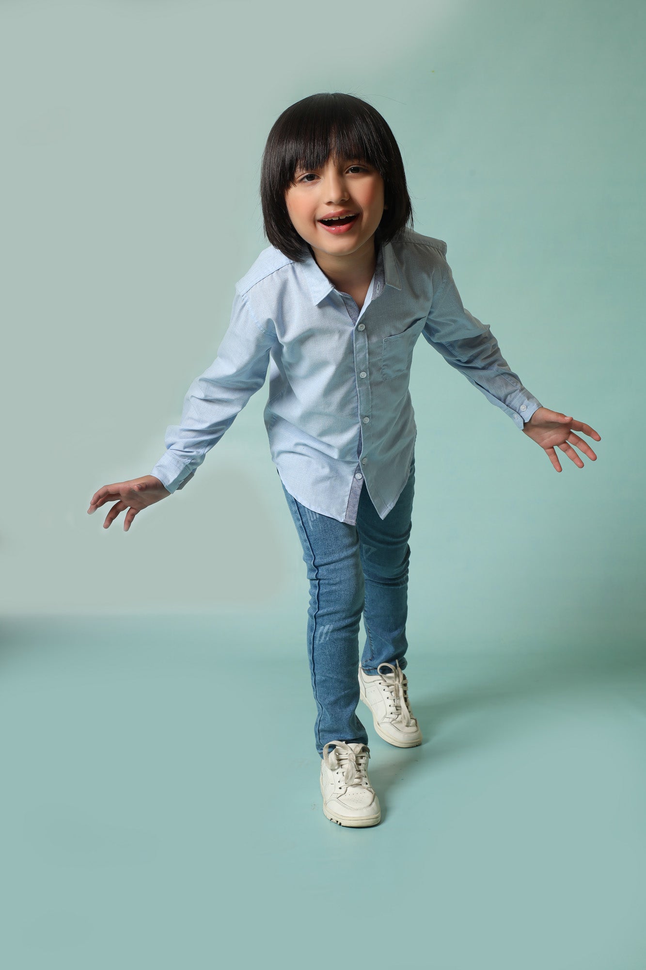 Me&Mum Boys' Casual Shirt – Sky Blue | Soft Cotton Fabric & Trendy Design 25SB003-02Y-MUL