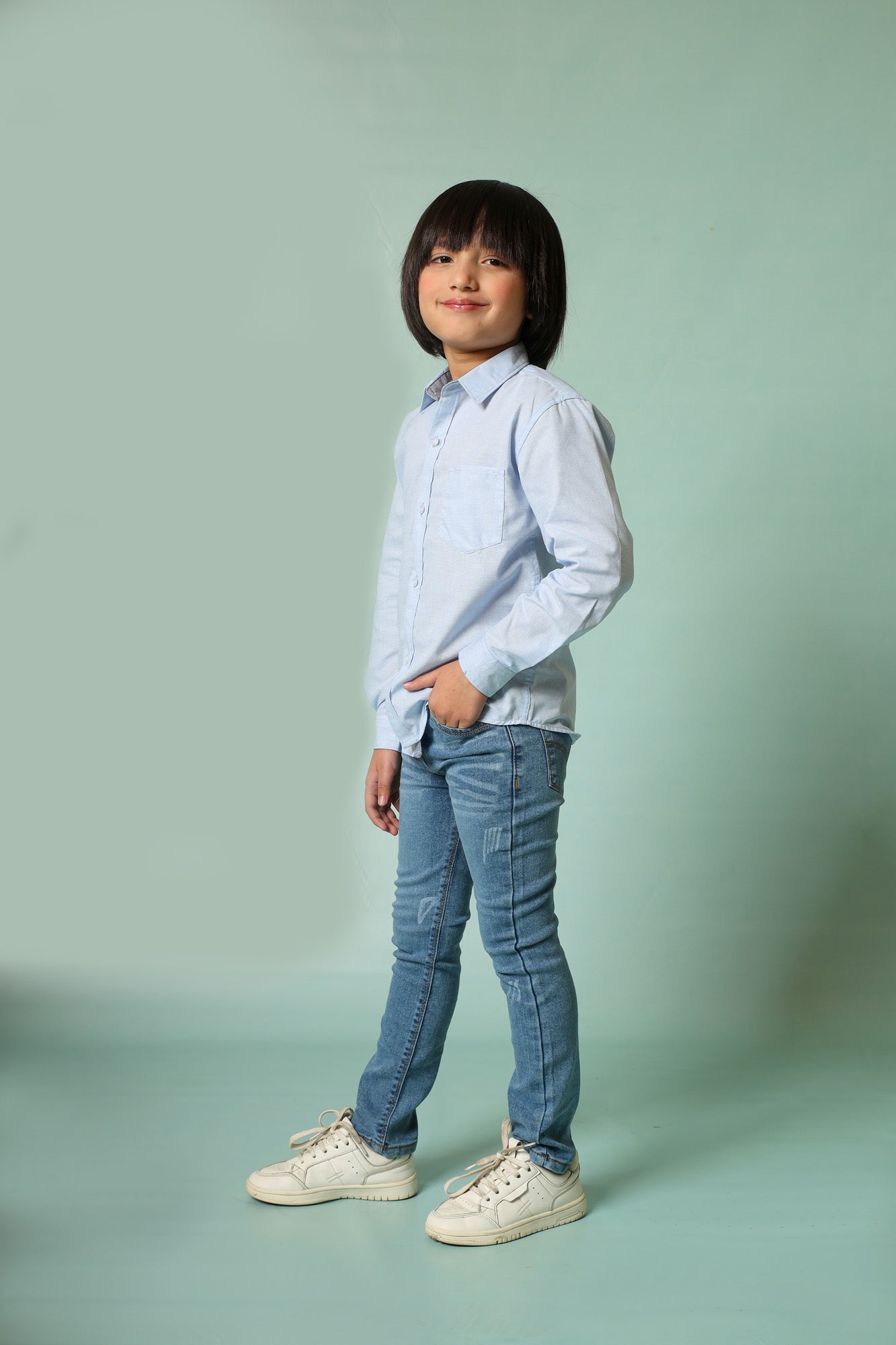 Me&Mum Boys' Casual Shirt – Sky Blue | Soft Cotton Fabric & Trendy Design 25SB003-02Y-MUL