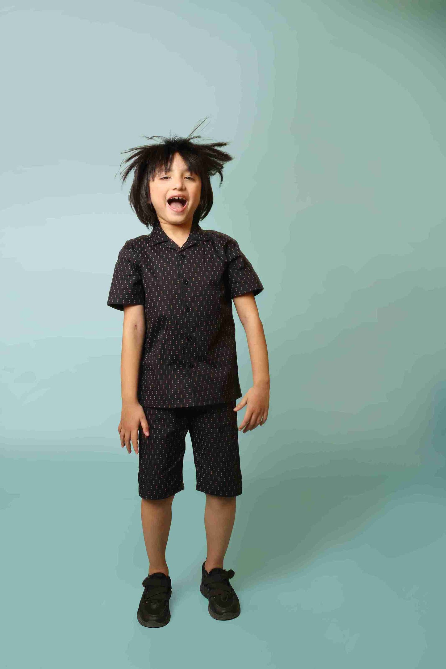Me&Mum Boys' Black Nicker Shirt Set 25SG019-02Y-BLK