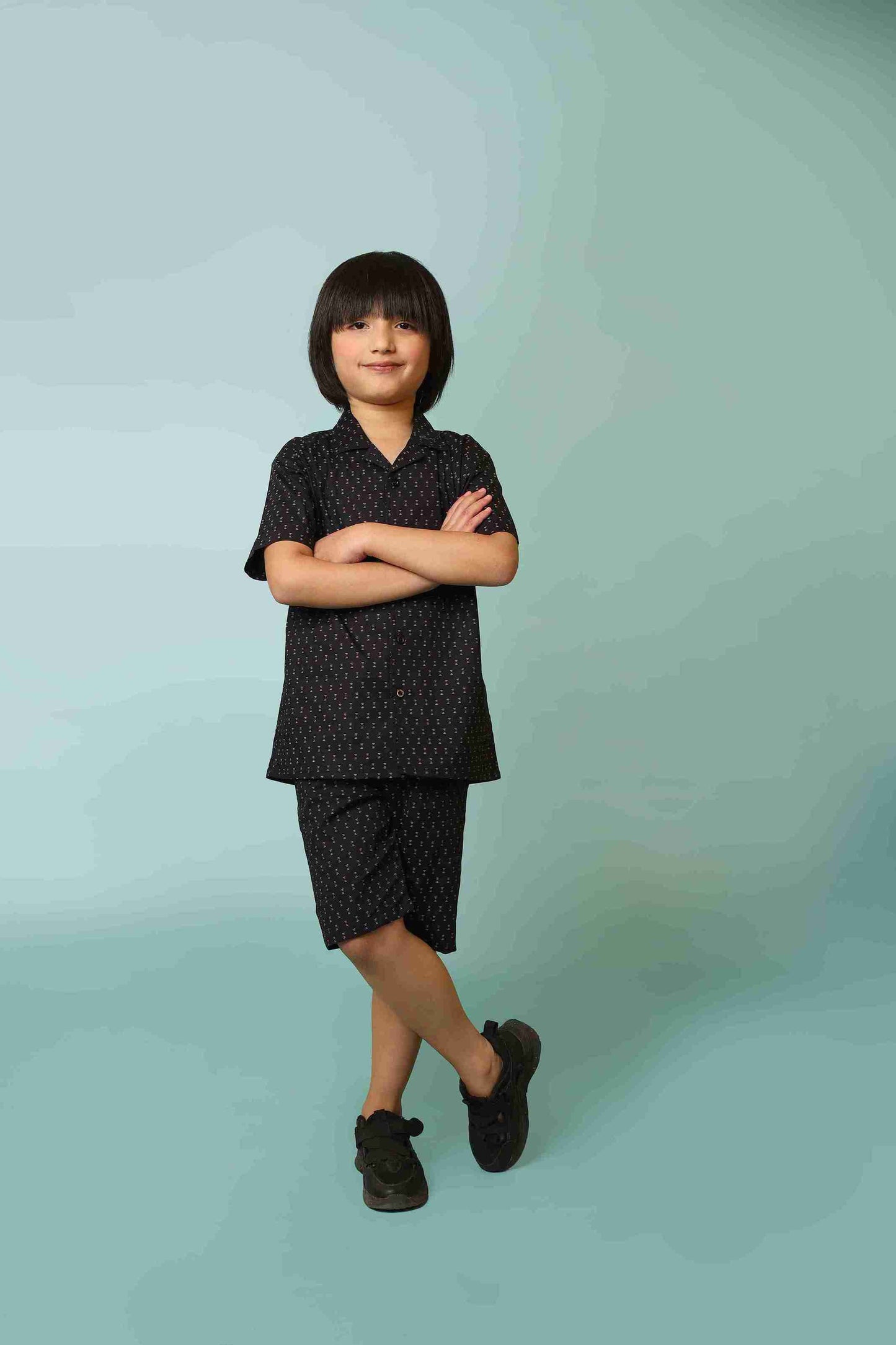 Me&Mum Boys' Black Nicker Shirt Set 25SG019-02Y-BLK