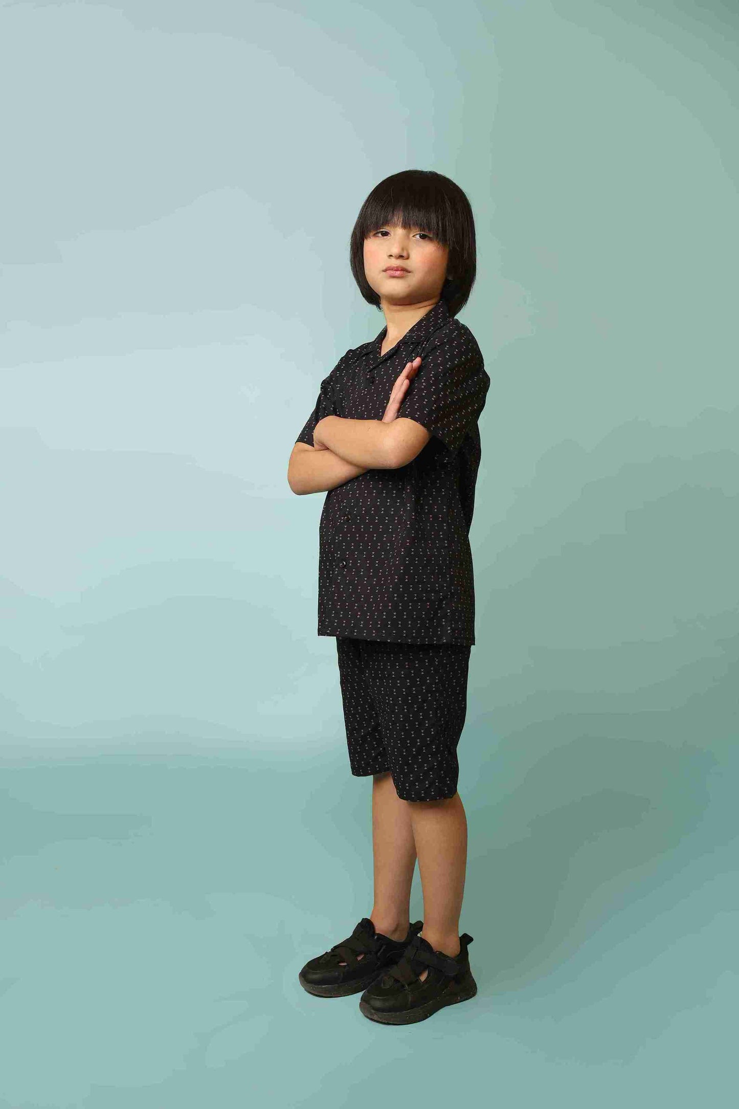 Me&Mum Boys' Black Nicker Shirt Set 25SG019-02Y-BLK