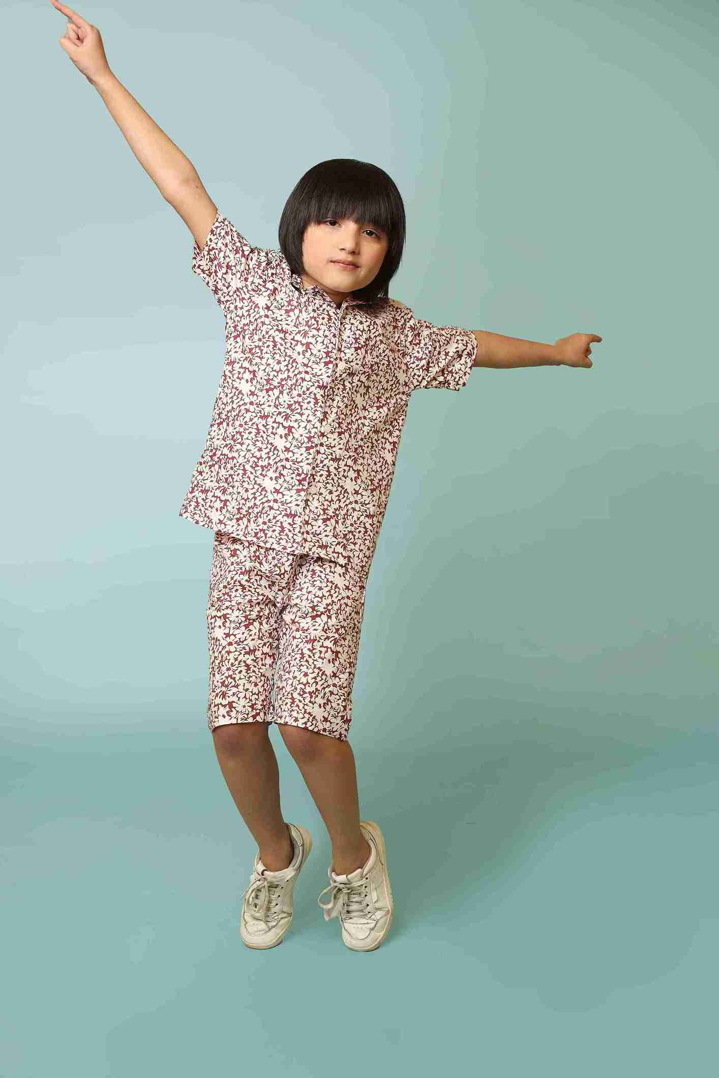 Me&Mum Boys' Nicker Shirt Set – Trendy & Comfortable Kidswear 25SG021-02Y-MRN