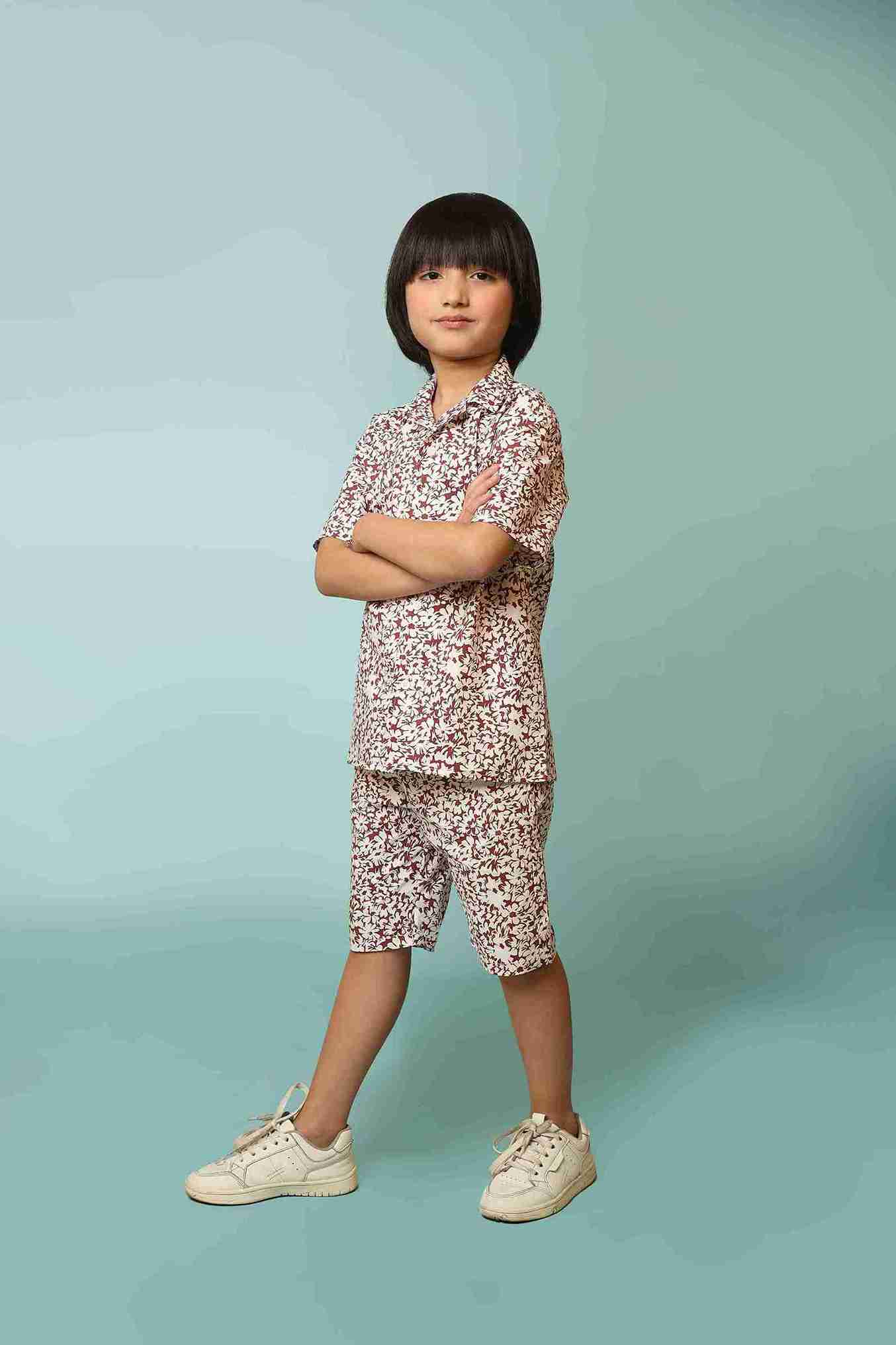 Me&Mum Boys' Nicker Shirt Set – Trendy & Comfortable Kidswear 25SG021-02Y-MRN