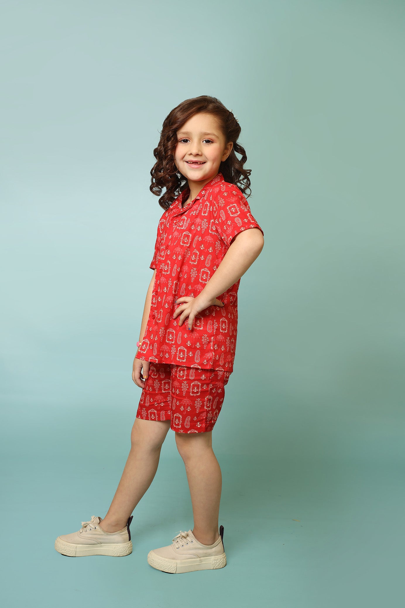 Me&Mum Girls' Nicker Shirt Set – Premium Cotton Fabric 25SB002-02Y-RED