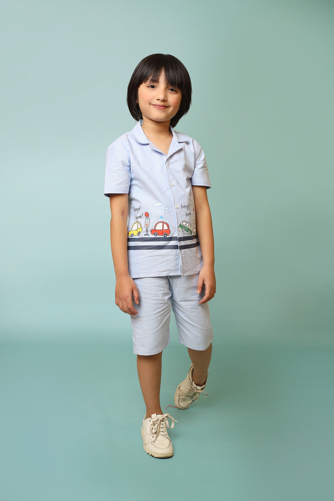 Boys' Sky Blue Nicker Shirt – Cool, Comfy & Trendy Outfit