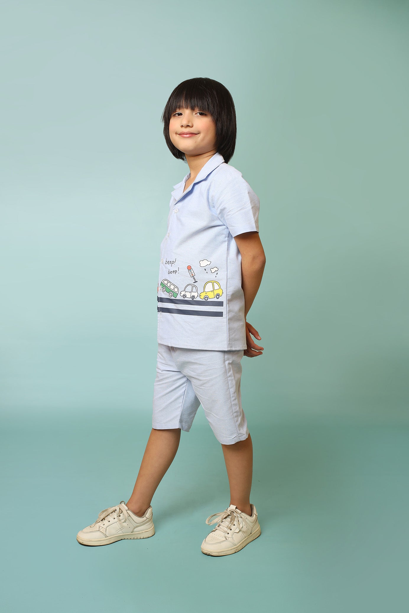 Boys' Sky Blue Nicker Shirt – Cool, Comfy & Trendy Outfit