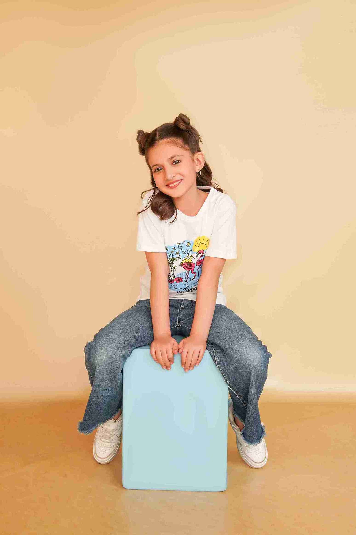 Girls' White T-Shirt | Soft Everyday Essential – Me&Mum  25SG077-02Y-WHT