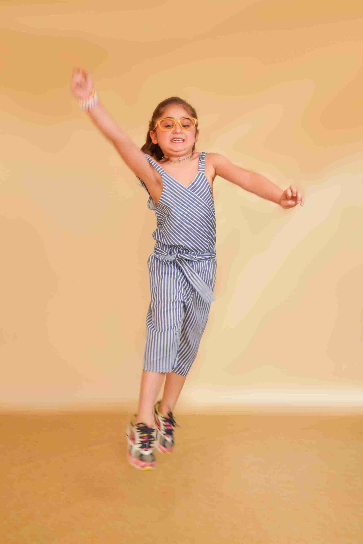 Girls' Blue Trim Jumpsuit | Playful & Comfy – Me&Mum 24WG172-02Y-BLU