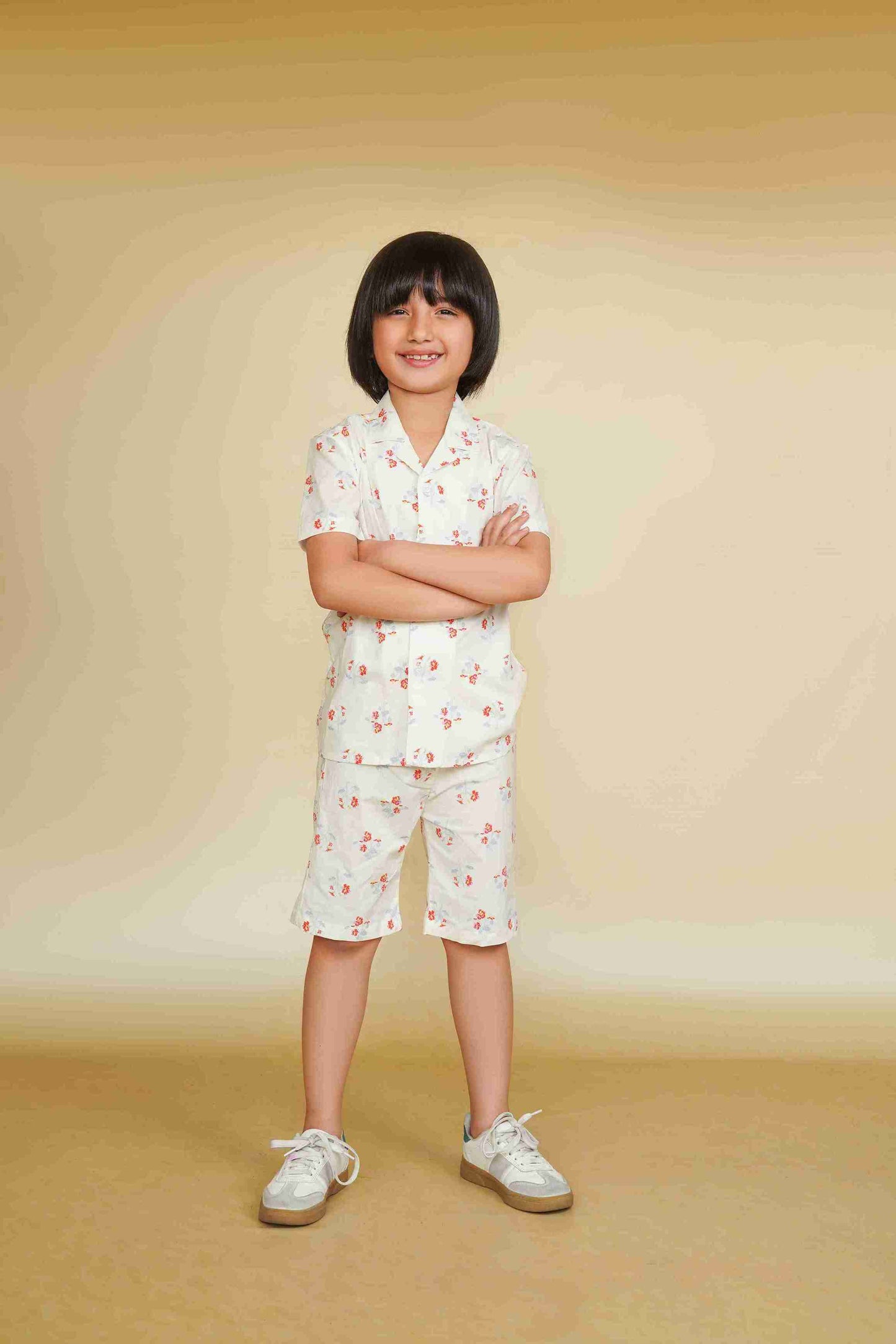 Me&Mum Boys' White Nicker Shirt Set – Premium Cotton Fabric 25SG085-02Y-WHT