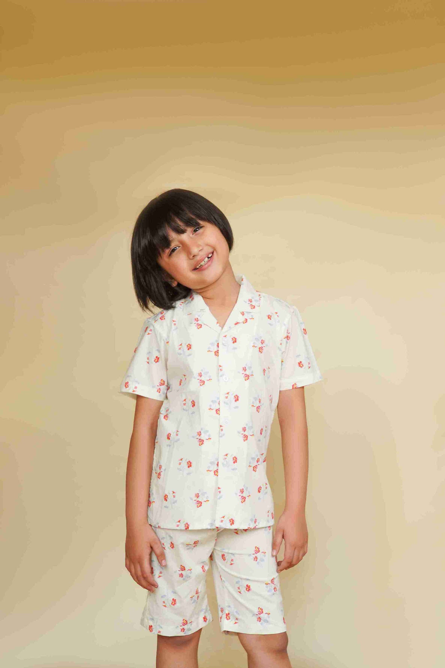 Me&Mum Boys' White Nicker Shirt Set – Premium Cotton Fabric 25SG085-02Y-WHT