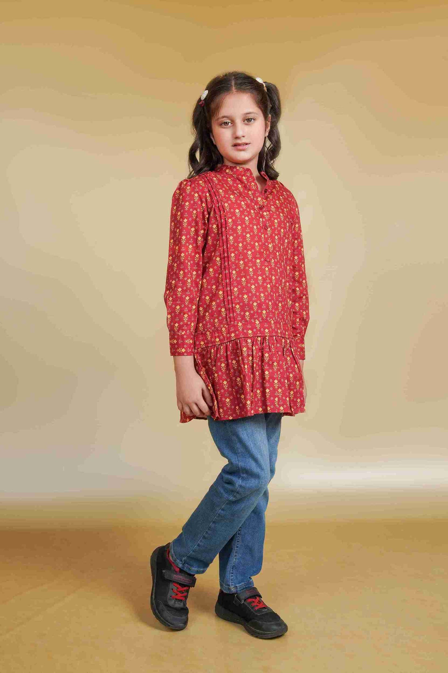 Girls' Red Cotton Top – Soft, Stylish & Comfortable 25SG008-02Y-RED