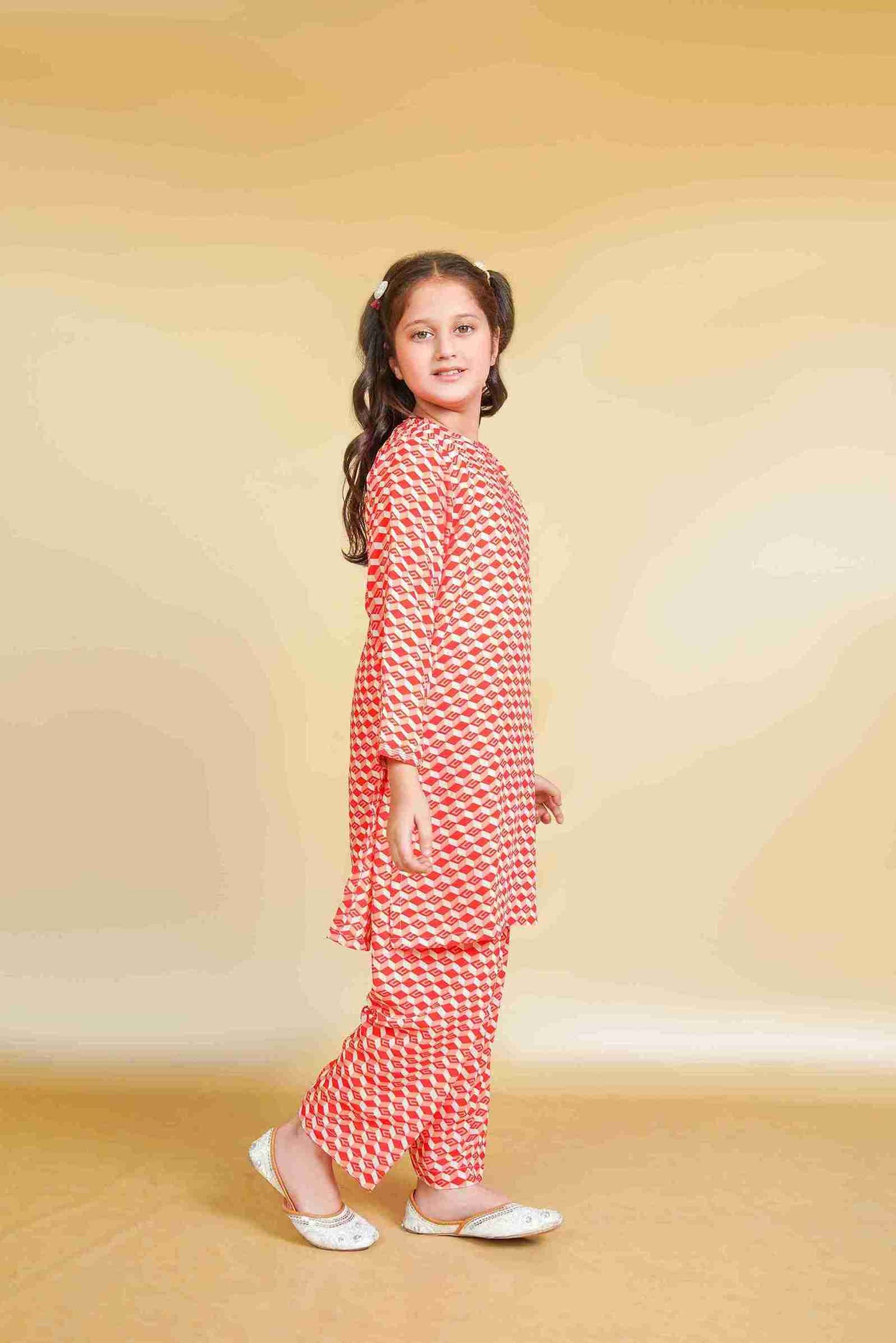 Girls' Pink Corduroy Set | Stylish & Cozy – Me&Mum 25SG053-02Y-RED