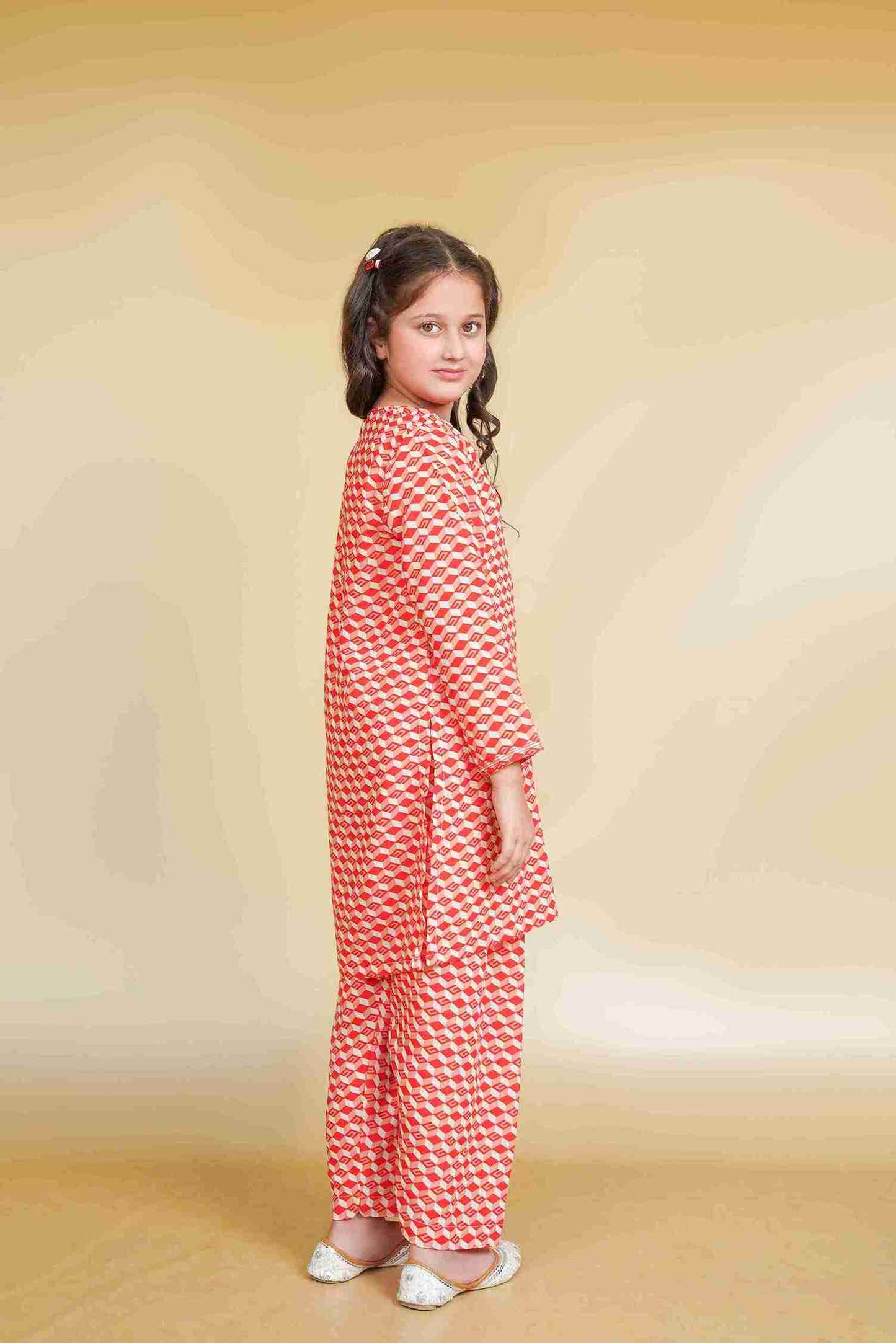 Girls' Pink Corduroy Set | Stylish & Cozy – Me&Mum 25SG053-02Y-RED