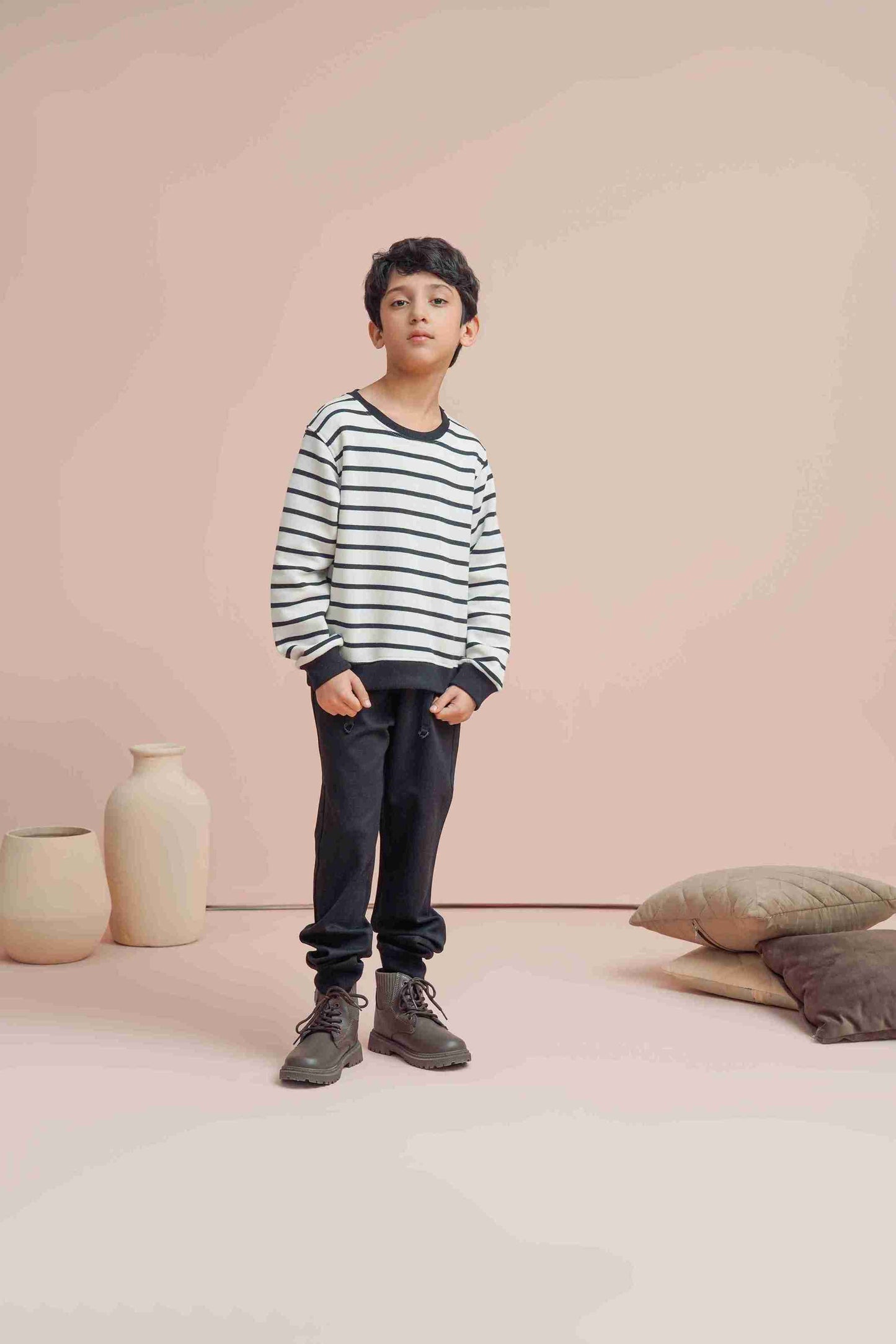Me&Mum Boys Black & White Sweatshirt with Lining 25WBSS025