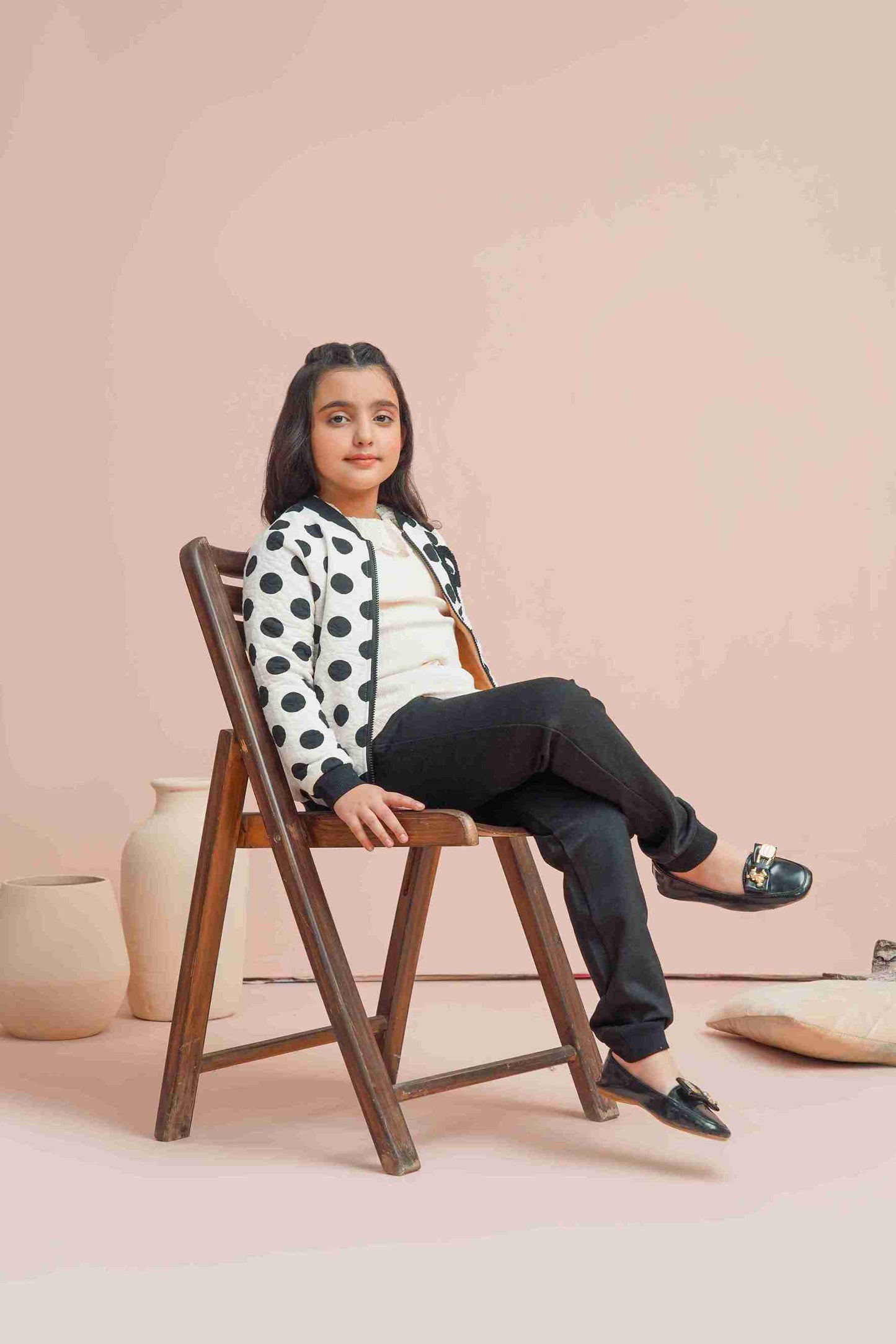 MeandMum Black & White Girls Warm Zipper Jacket 25WGJK003