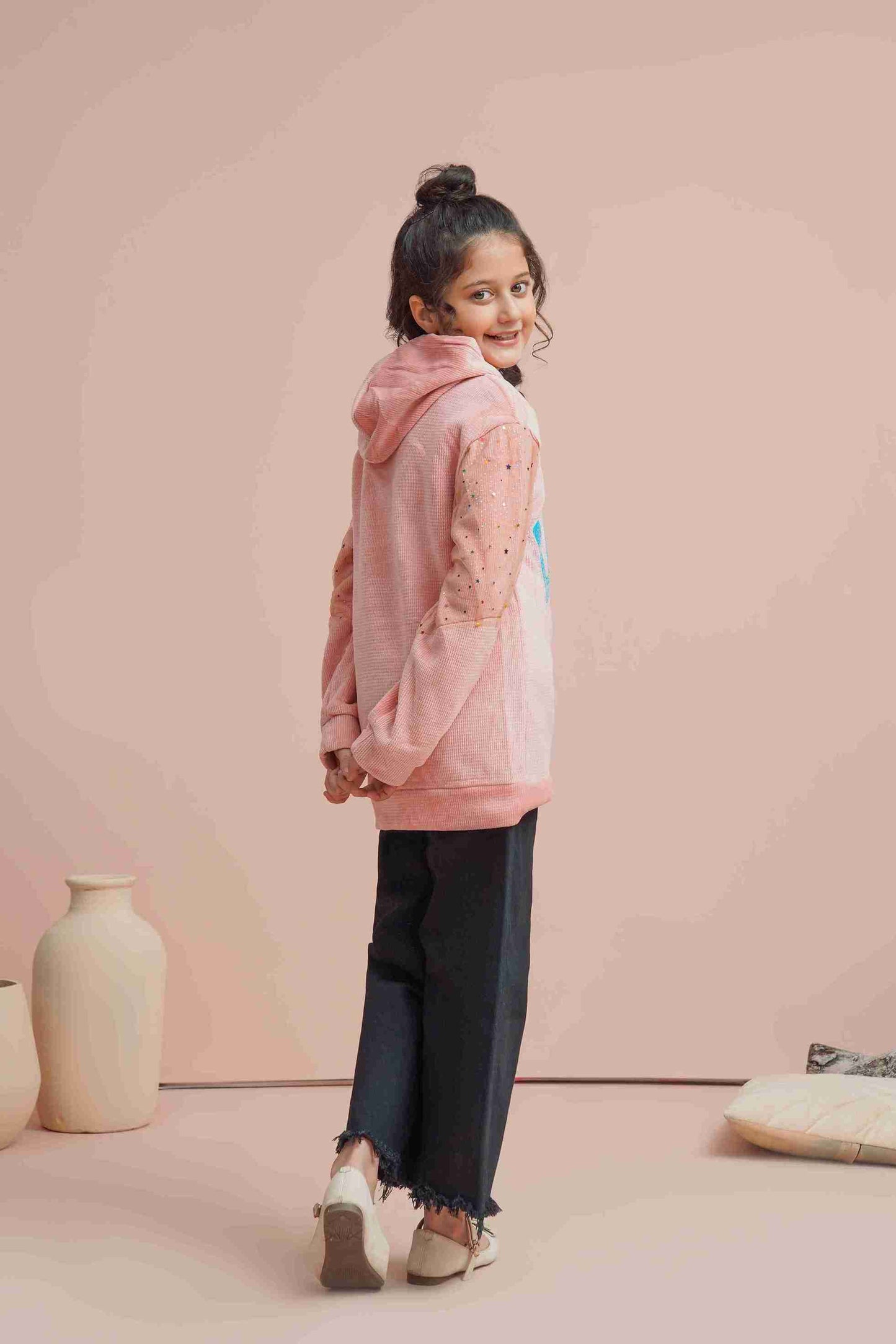 Girls Pink Hoodie – Soft, Cozy & Stylish Everyday Wear 25WGHD003-MUL-PNK