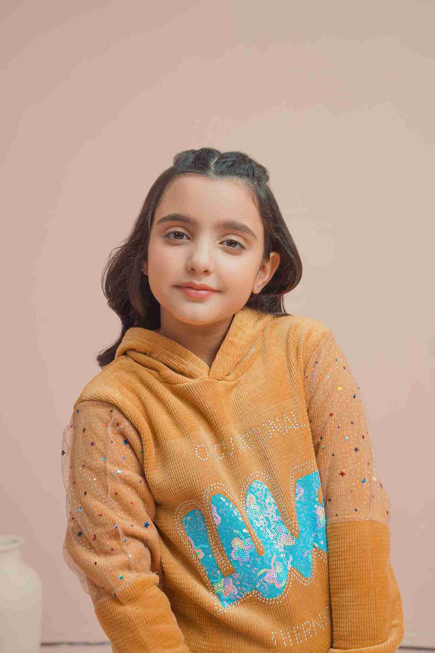 MeandMum Golden Brown Girls Hoodie 25WGHD003-MUL-GBN