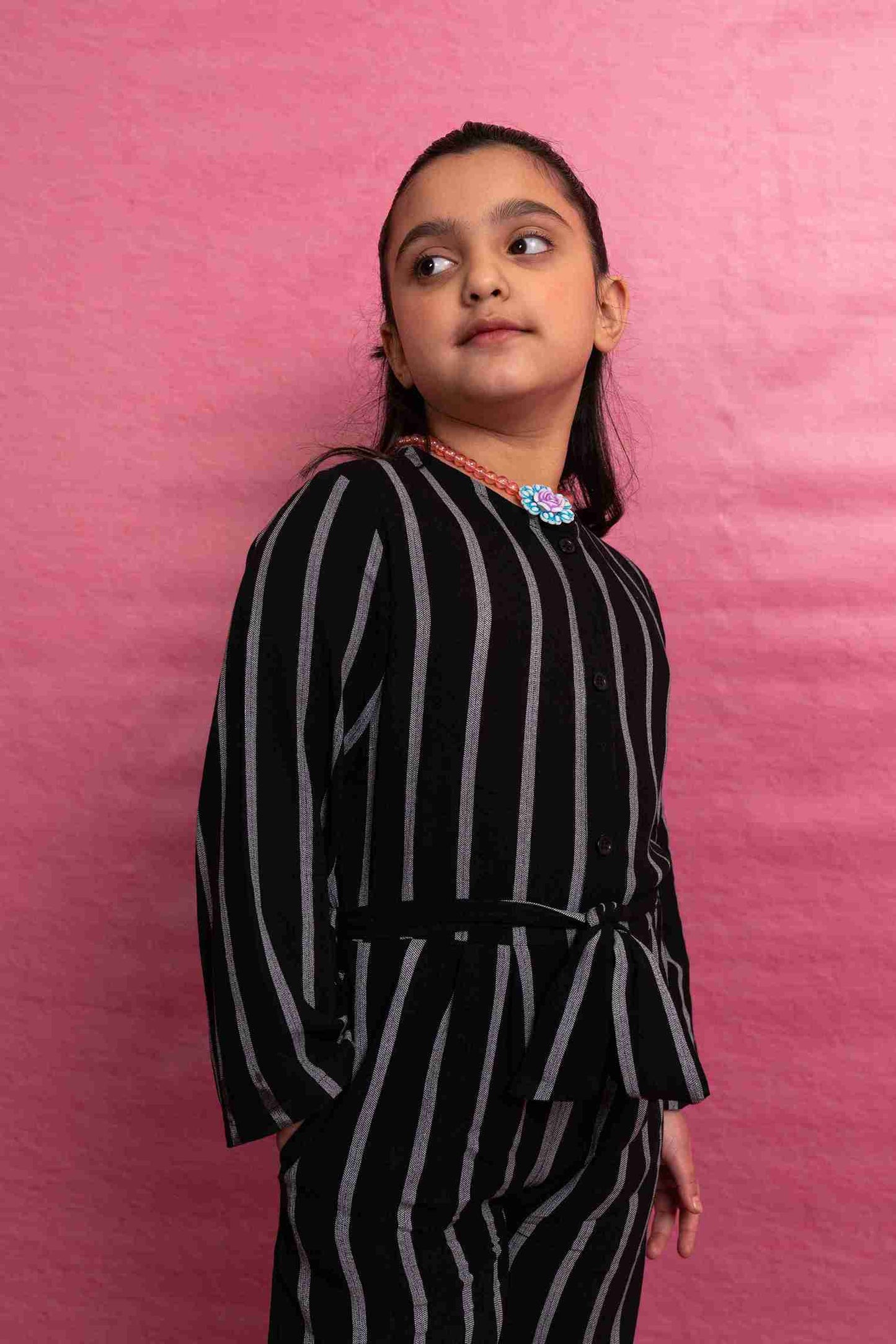 Girls Jumpsuit Tropical Fabric 24WG305-02Y-BLK