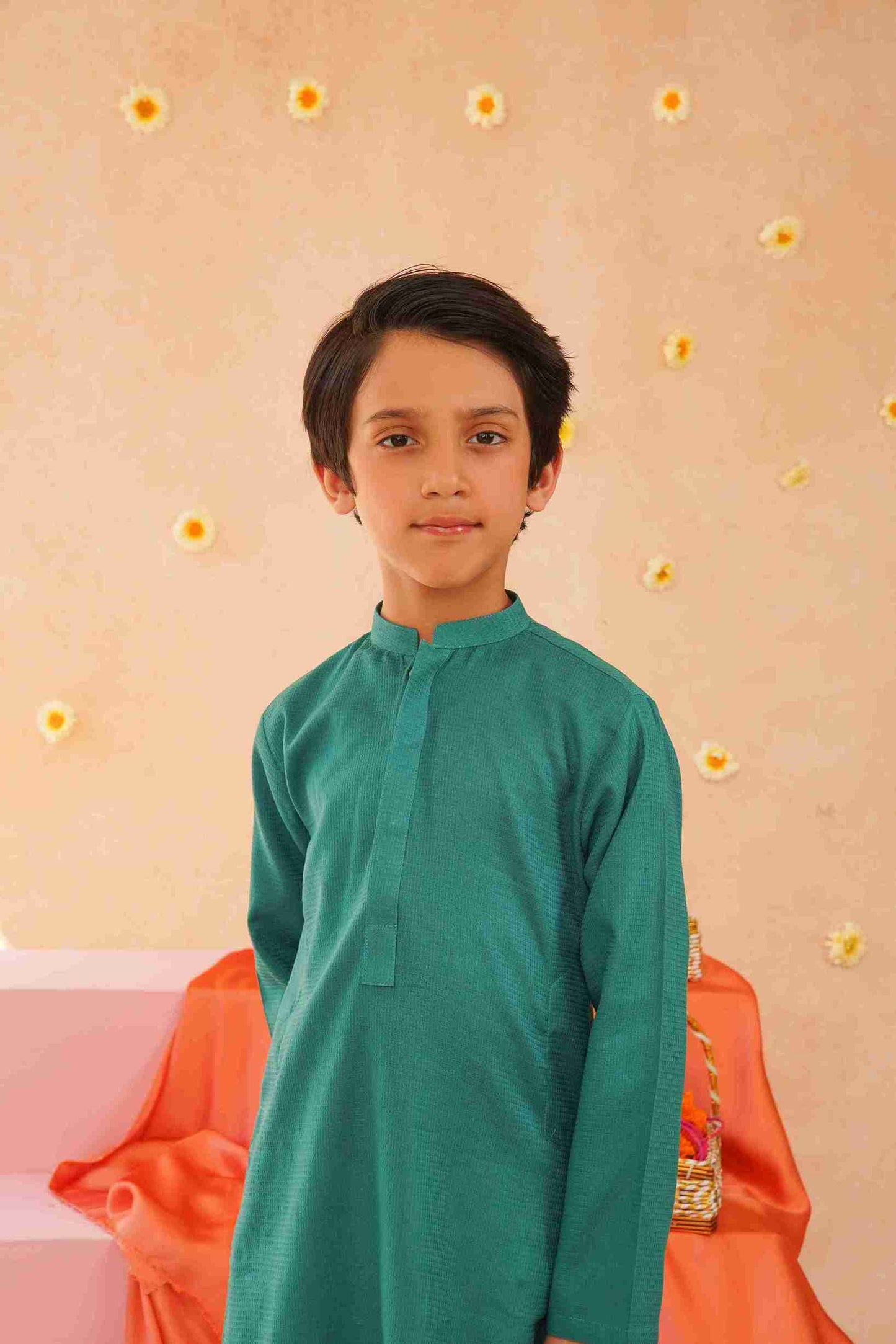 Boys Green Cotton Kurta | Breathable Ethnic Wear – Me&Mum 25SB027-02Y-FRZ