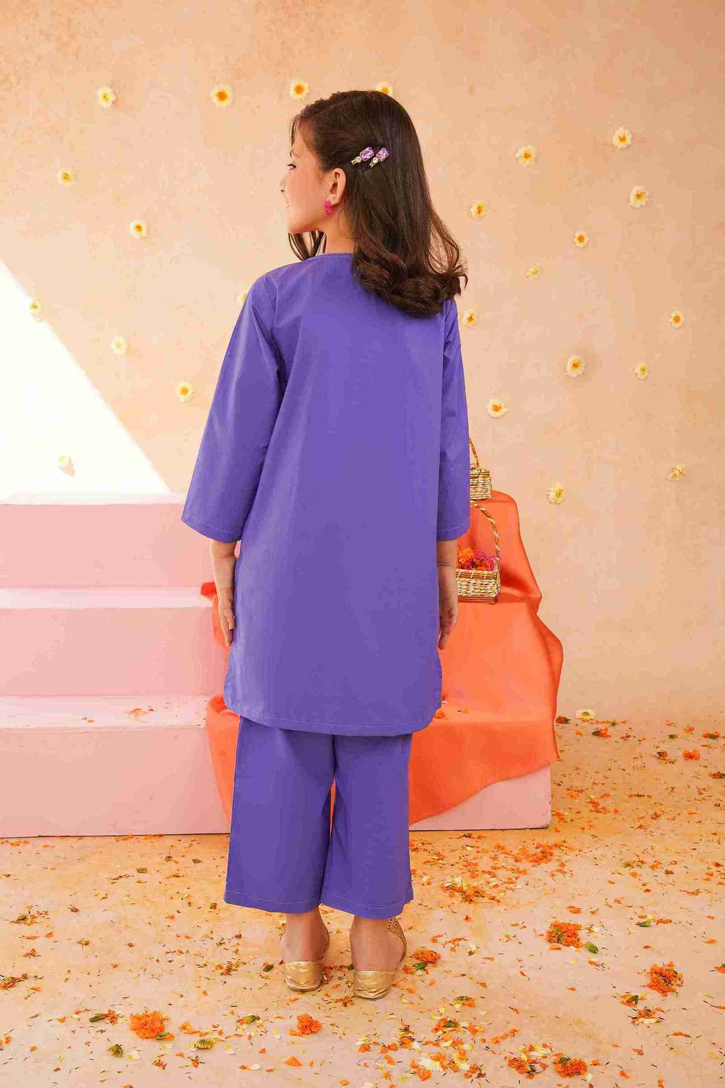Girls Light Purple Embroidered Trouser Shirt | Fresh & Stylish – Me&Mum 25SG127-02Y-PRP