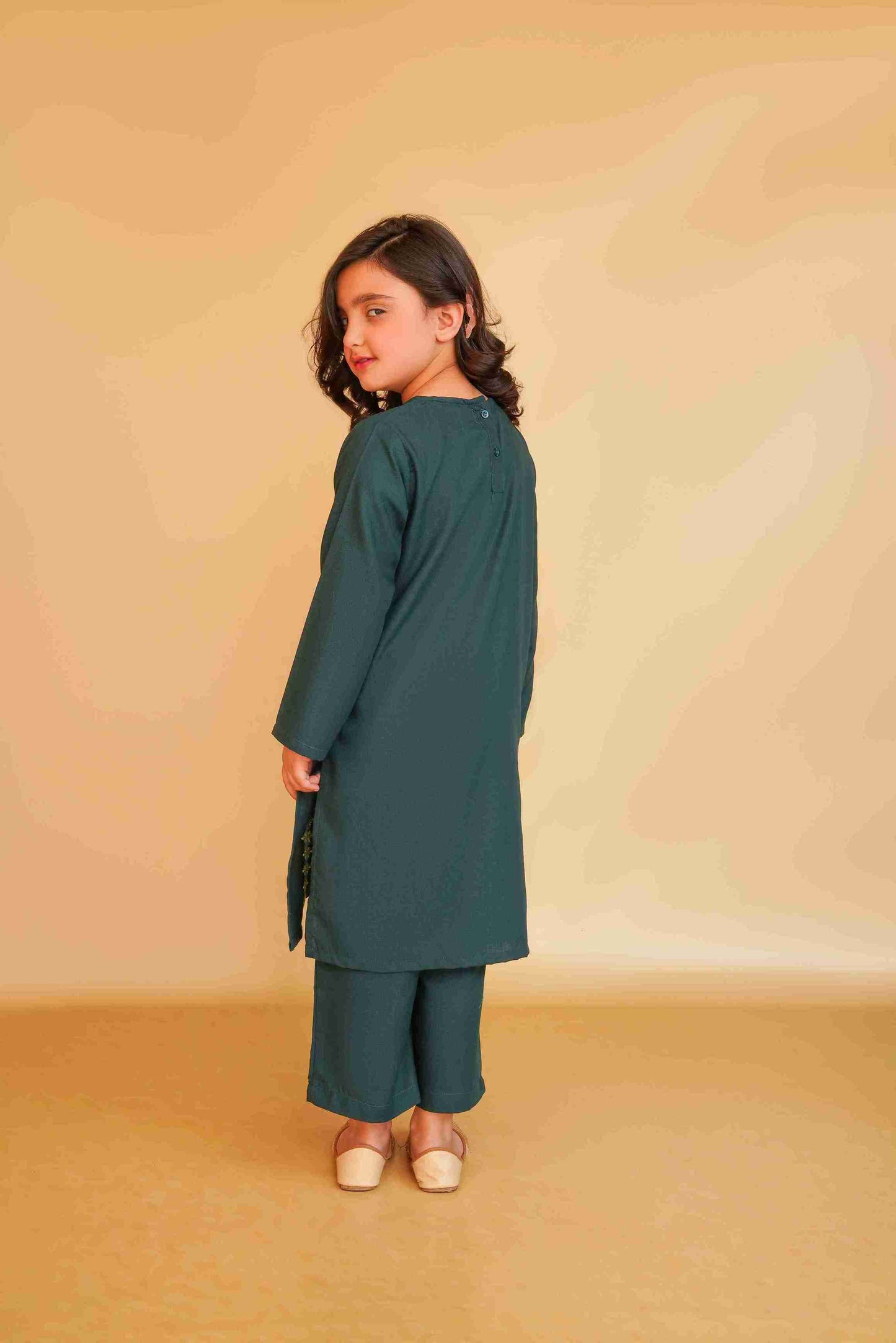 Girls' Bottle Green Embroidered Trouser Shirt Set – Me&Mum 25SG137-02Y-DGN