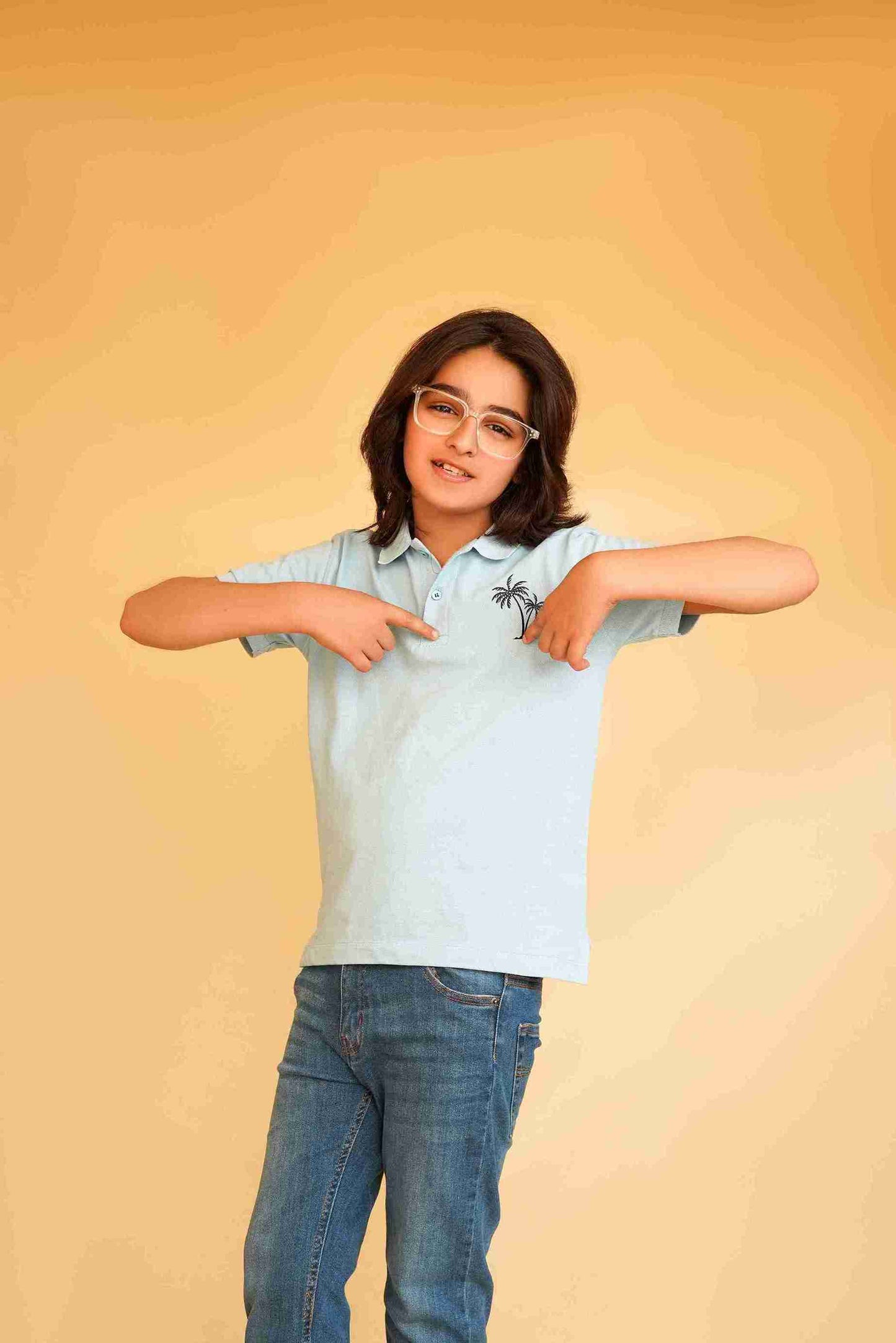 Boys' Sky Blue Polo Shirt | Cool & Comfortable – Me&Mum 25SG077-02Y-WHT
