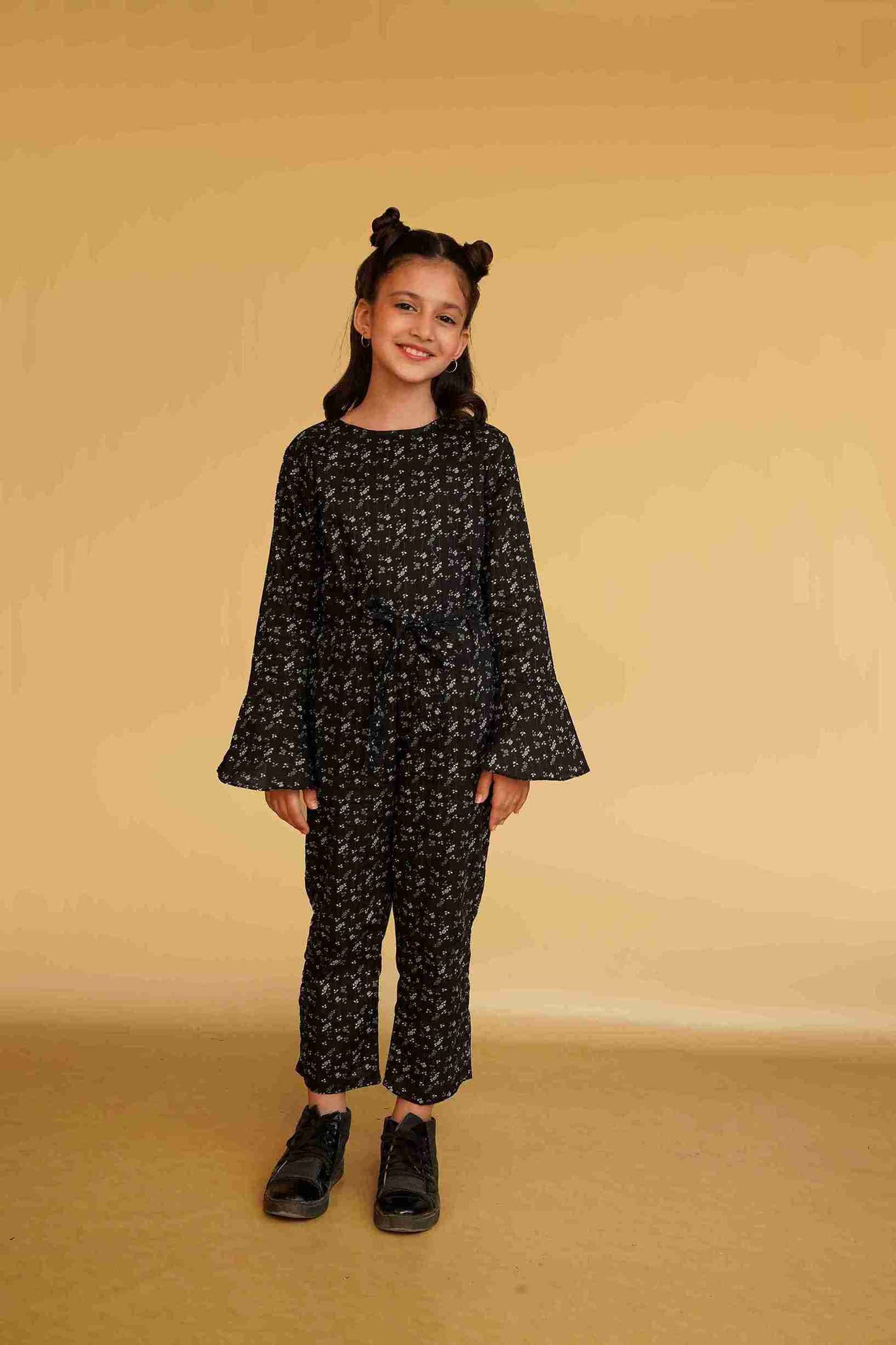Girls' Black Jumpsuit | Playful & Comfy – Me&Mum 25SG007-2Y-BLK