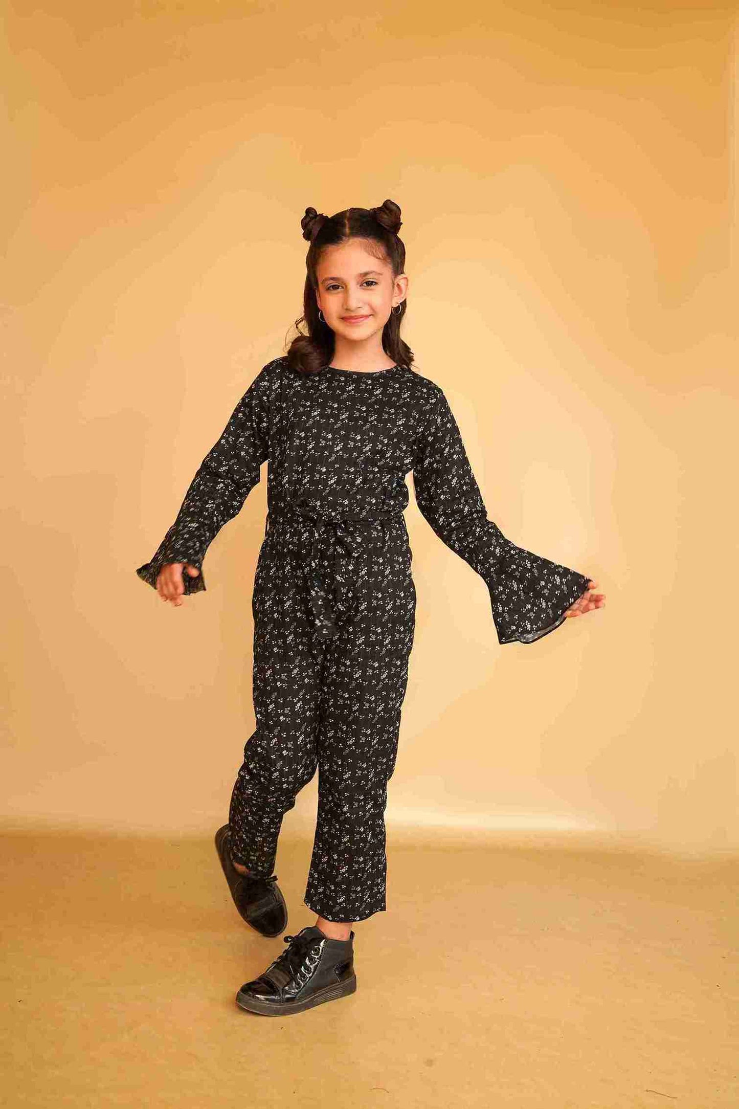 Girls' Black Jumpsuit | Playful & Comfy – Me&Mum 25SG007-2Y-BLK