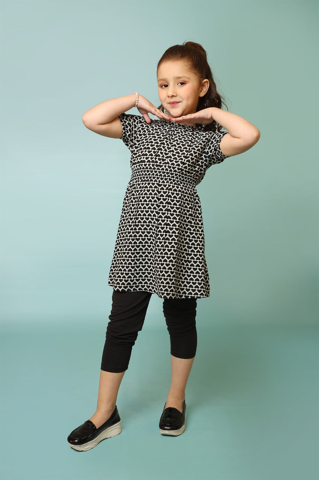 Girls' Black & White Top 25SG025-02Y-BLK