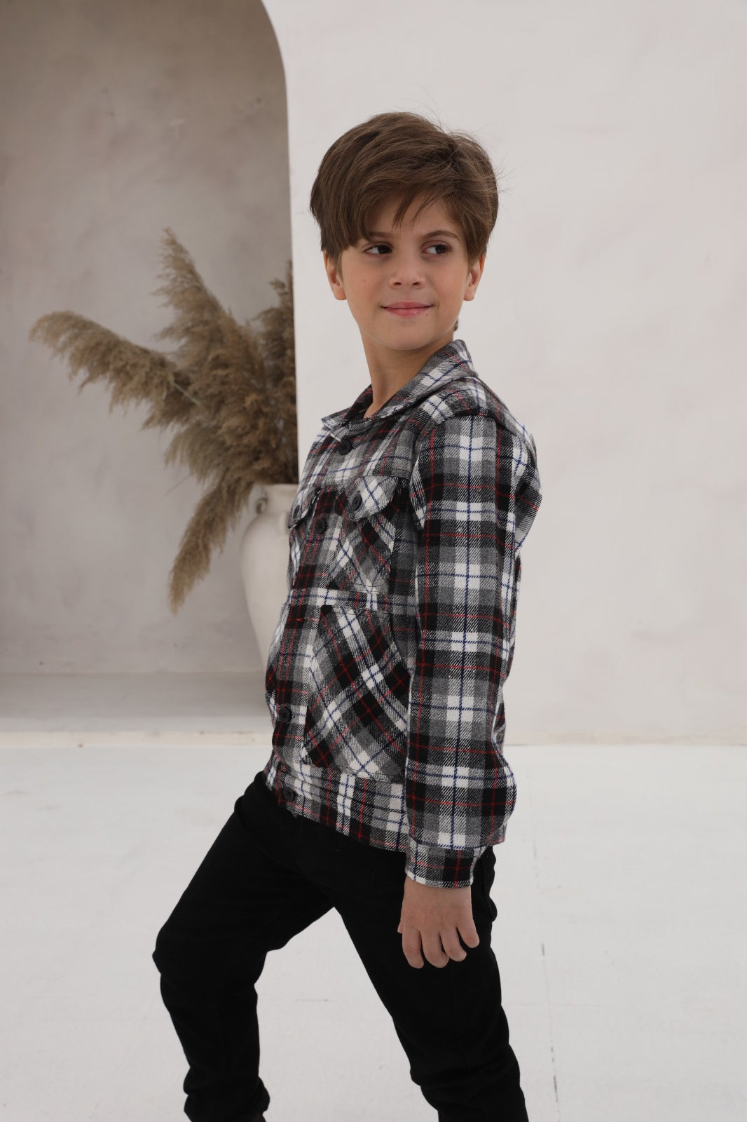 Black and White Check Shirt 24WB074-02Y-BCH