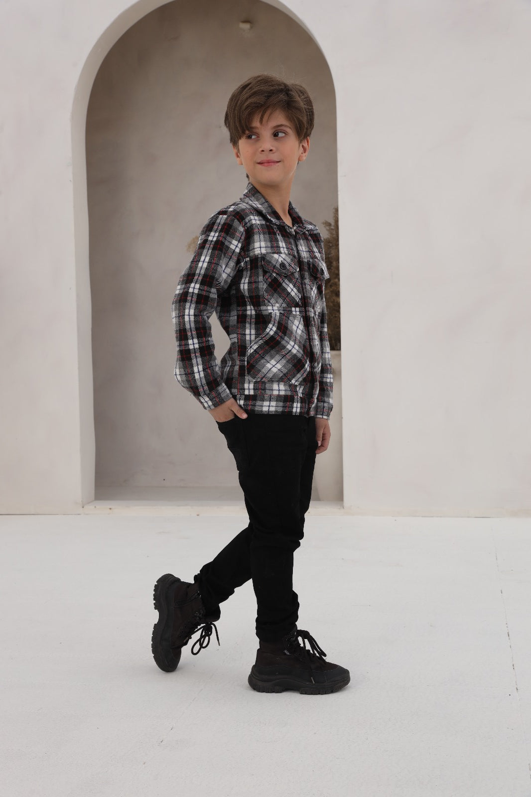 Black and White Check Shirt 24WB074-02Y-BCH