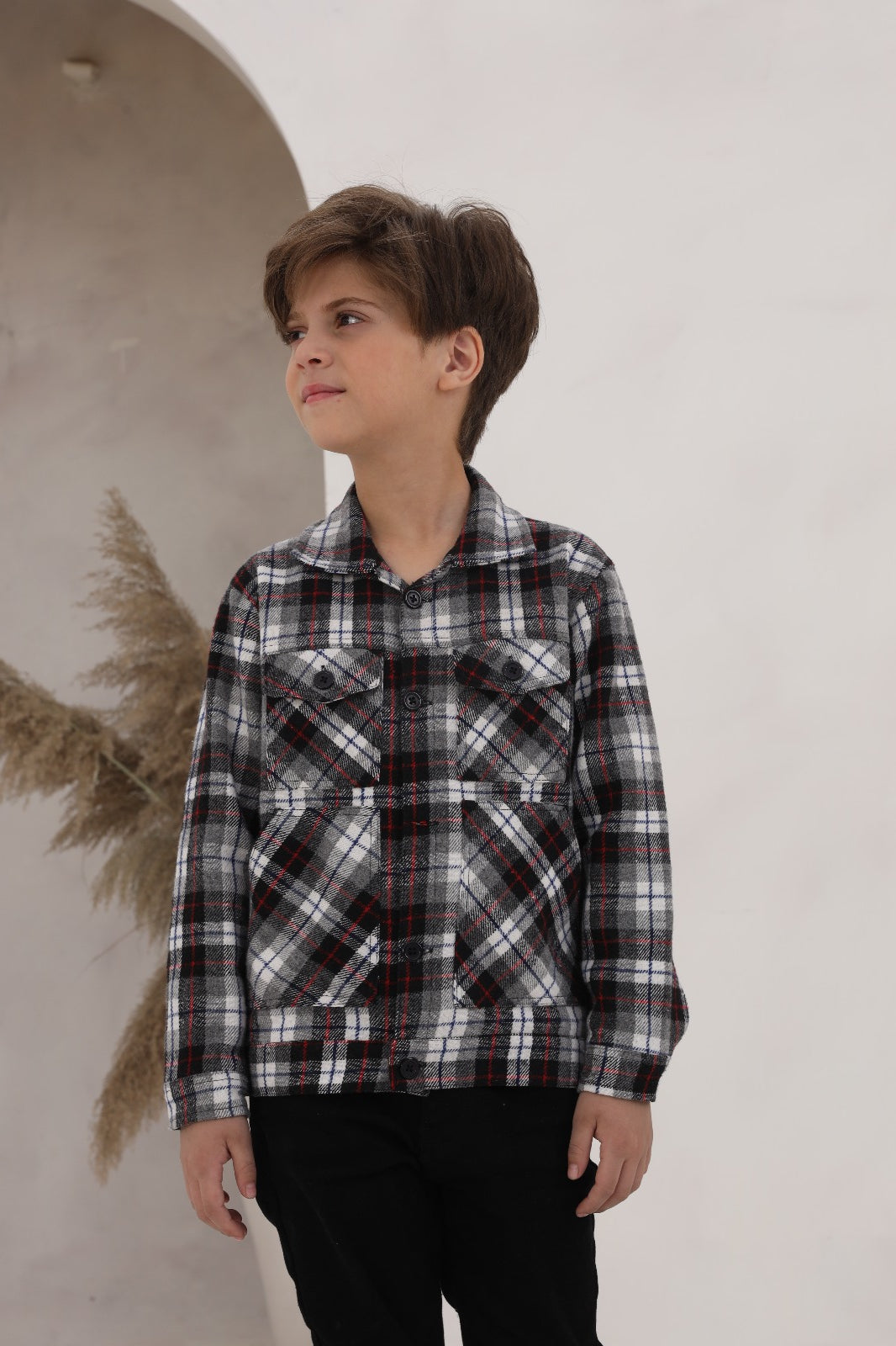 Black and White Check Shirt 24WB074-02Y-BCH