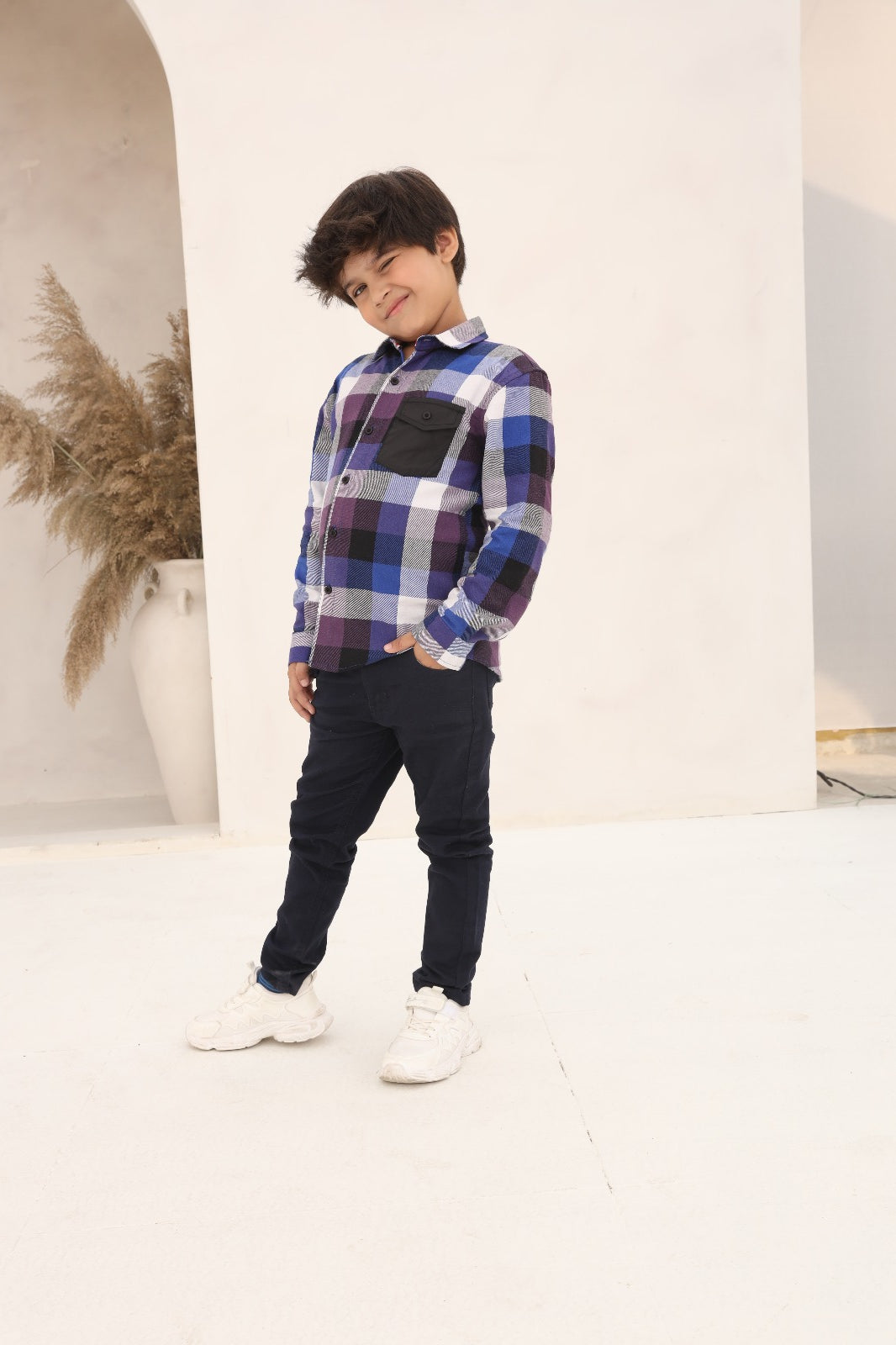 Blue Check Shirt 24WB001-02Y-PRP