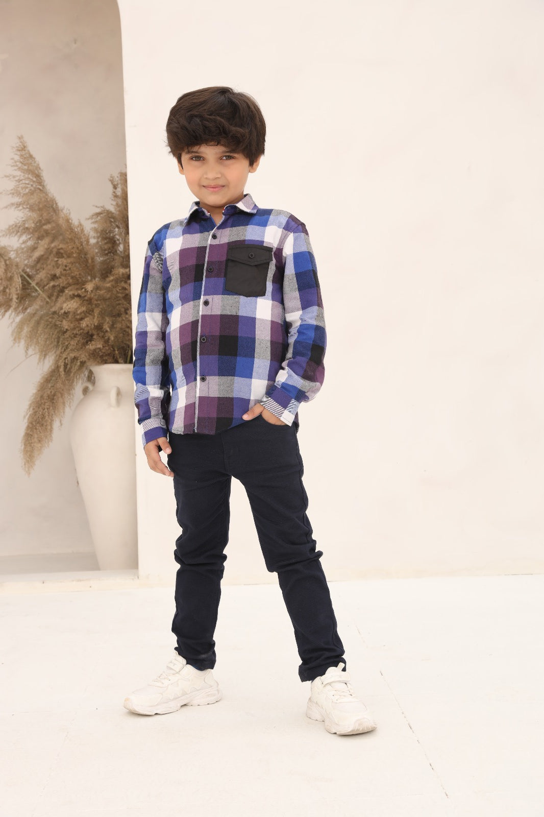 Blue Check Shirt 24WB001-02Y-PRP