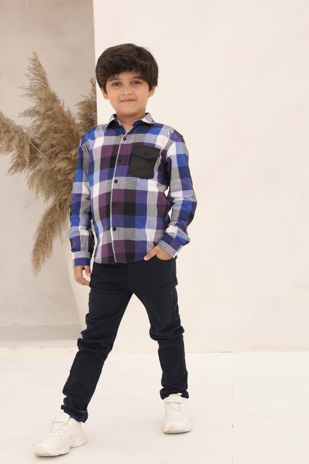 Blue Check Shirt 24WB001-02Y-PRP