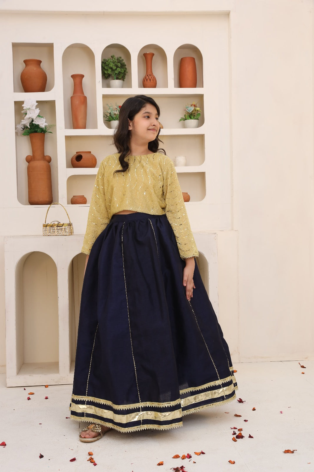 Me&Mum Black & Gold Lehenga Set – Timeless Elegance