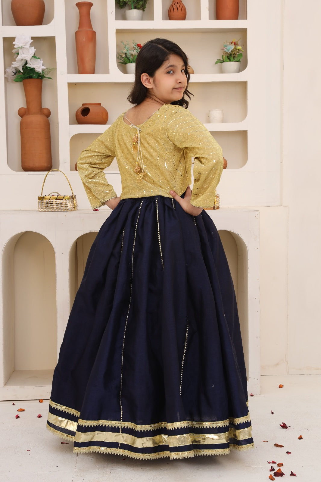 Me&Mum Black & Gold Lehenga Set – Timeless Elegance