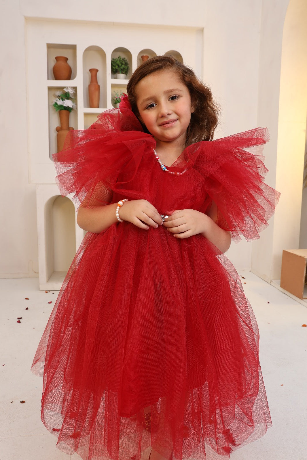 Festive Wear Girls Net Frock 24WG161-02-RED