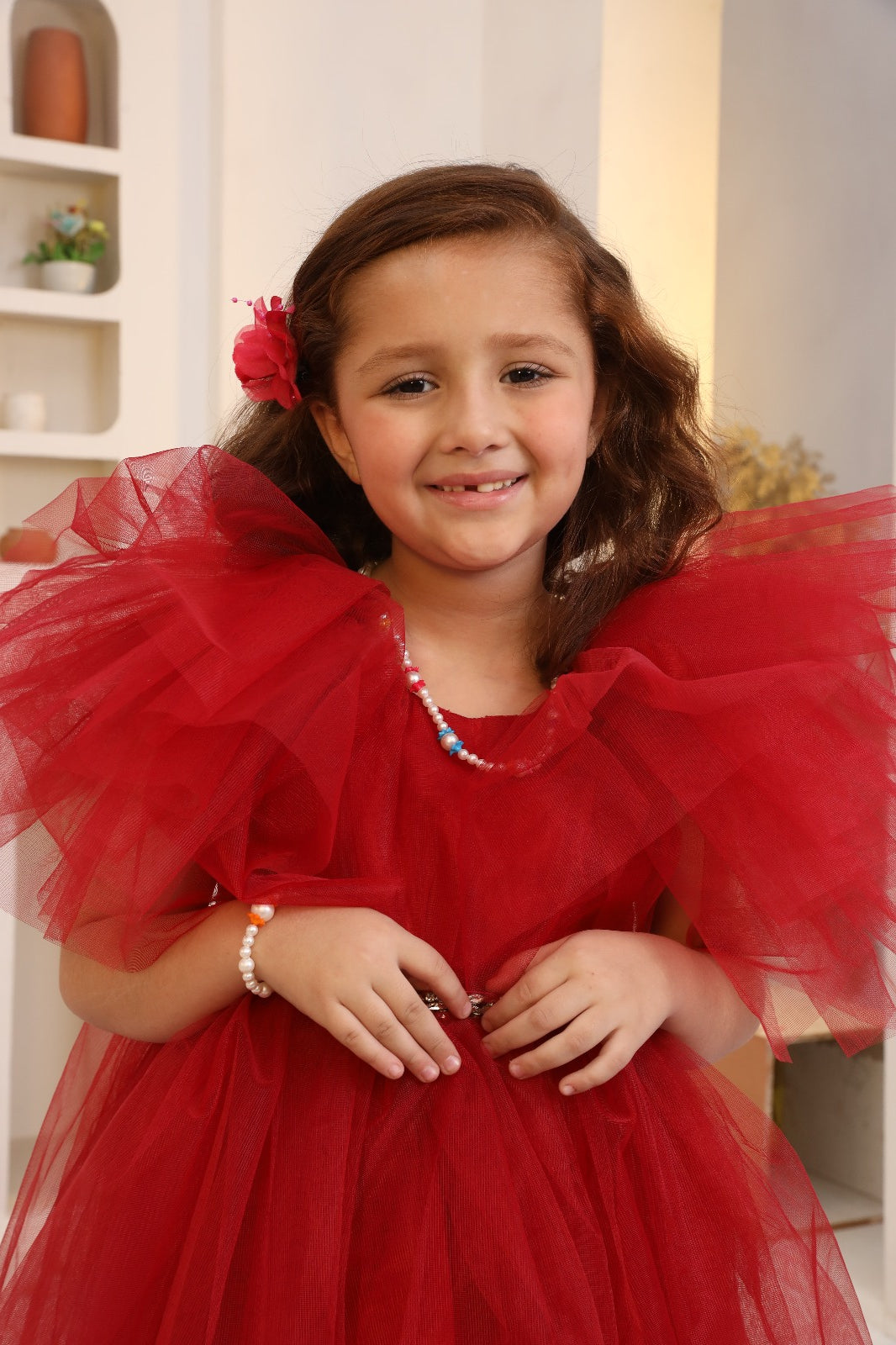 Festive Wear Girls Net Frock 24WG161-02-RED