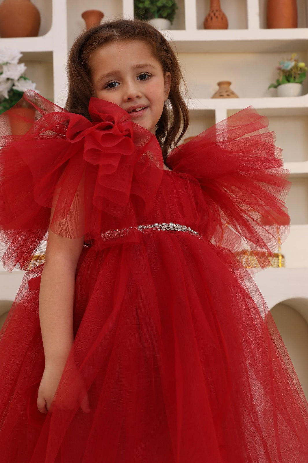 Festive Wear Girls Net Frock 24WG161-02-RED