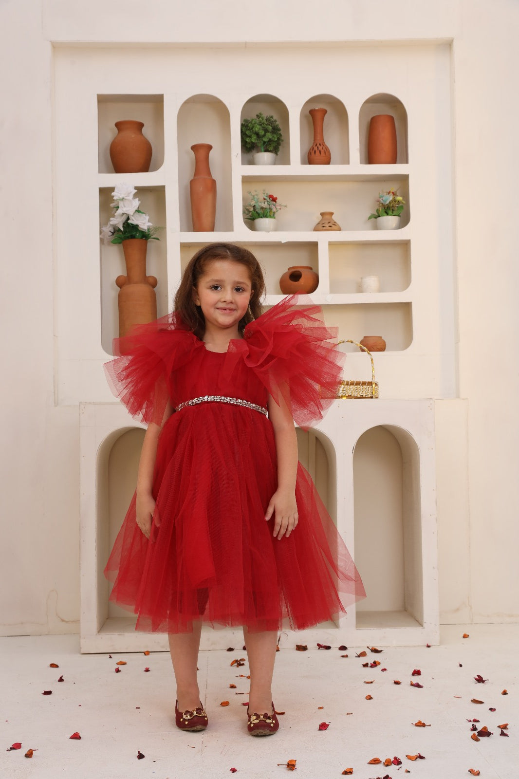 Festive Wear Girls Net Frock 24WG161-02-RED