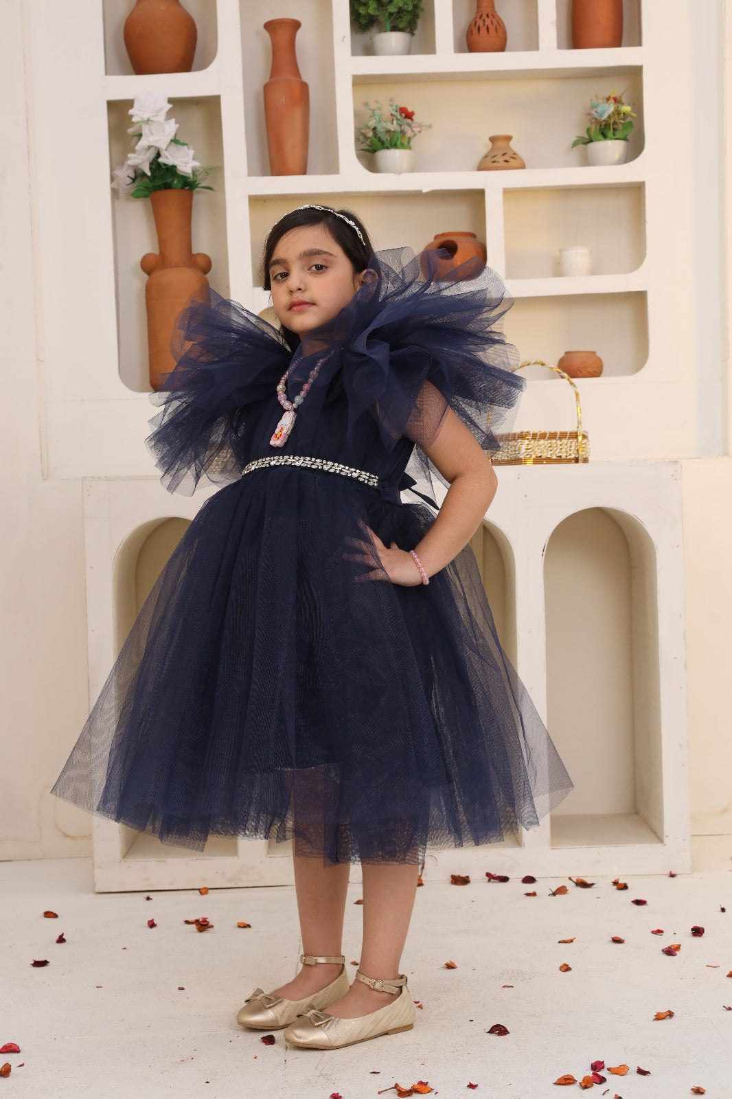 Festive Wear Girls Net Frock 24WG161-02-NVY