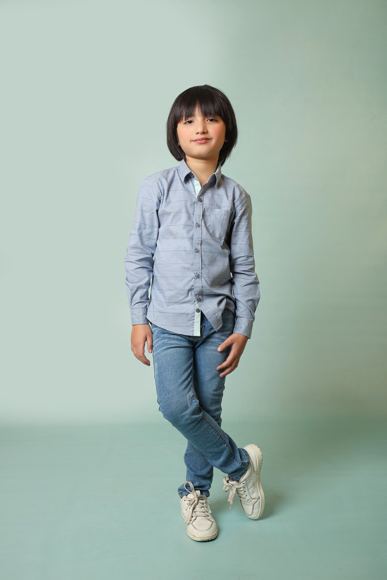 Me&Mum Boys' Casual Shirt – Gray 25SB003-02Y-MUL