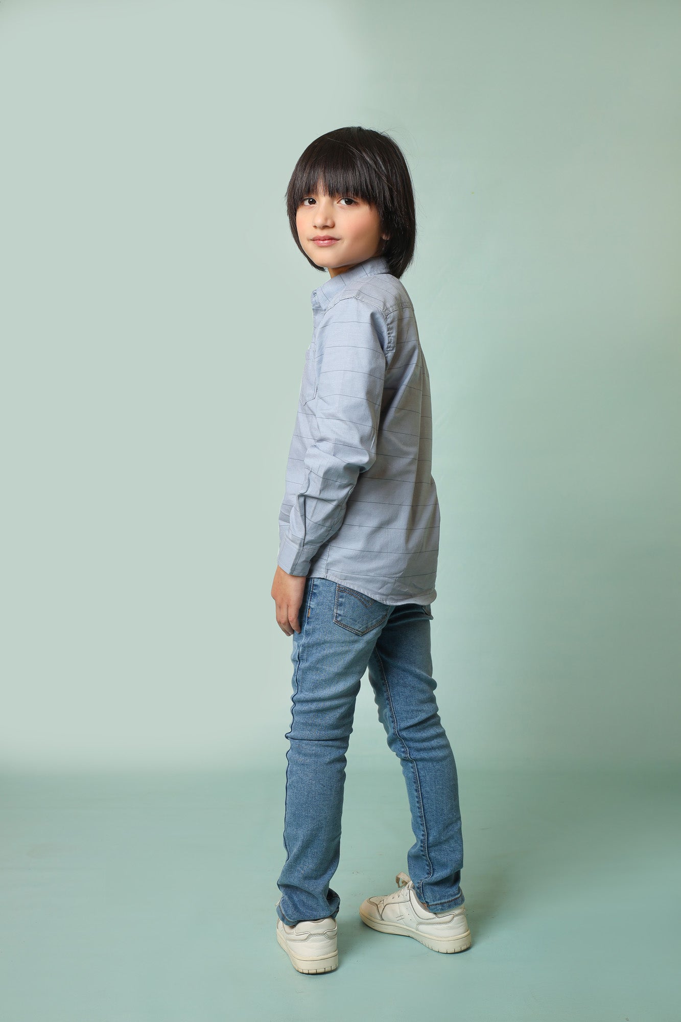 Me&Mum Boys' Casual Shirt – Gray 25SB003-02Y-MUL