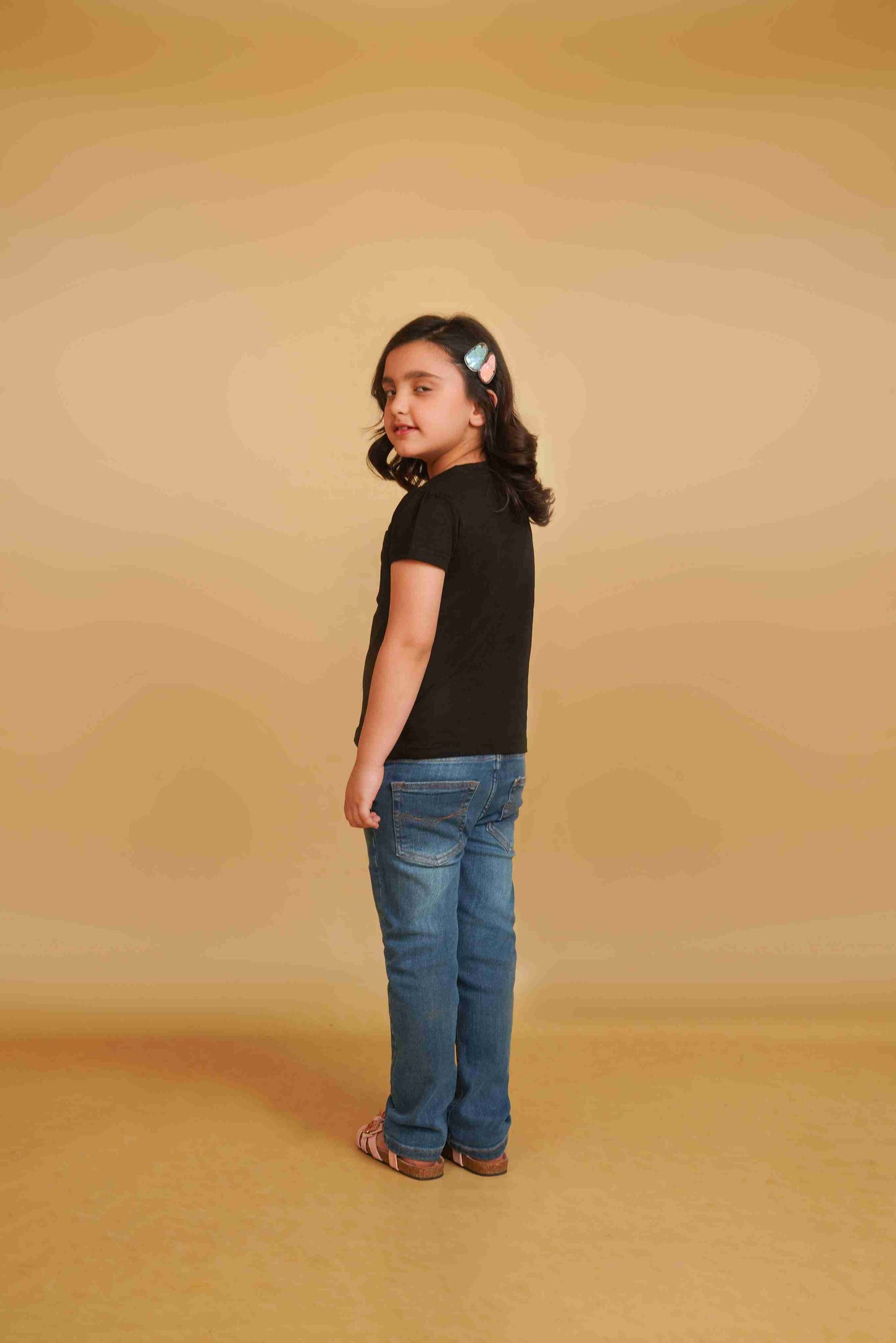 Girls' Black T-Shirt | Soft & Versatile – Me&Mum 25SG084-02Y-BLK
