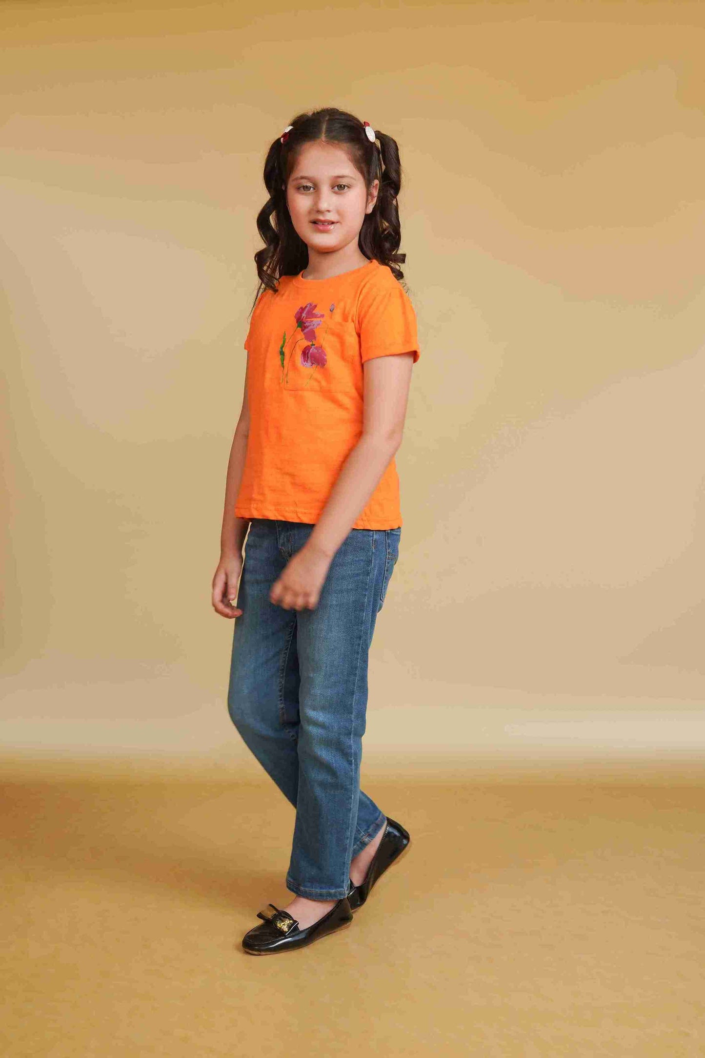 Girls' Orange T-Shirt – Bright, Stylish & Comfortable 25SG084-02Y-ORG