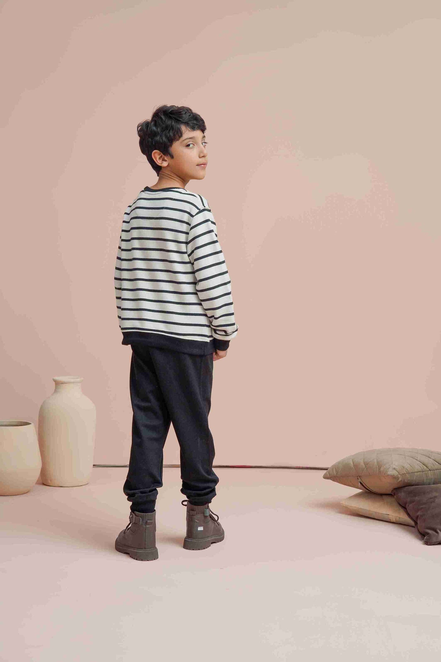 Me&Mum Boys Black & White Sweatshirt with Lining 25WBSS025