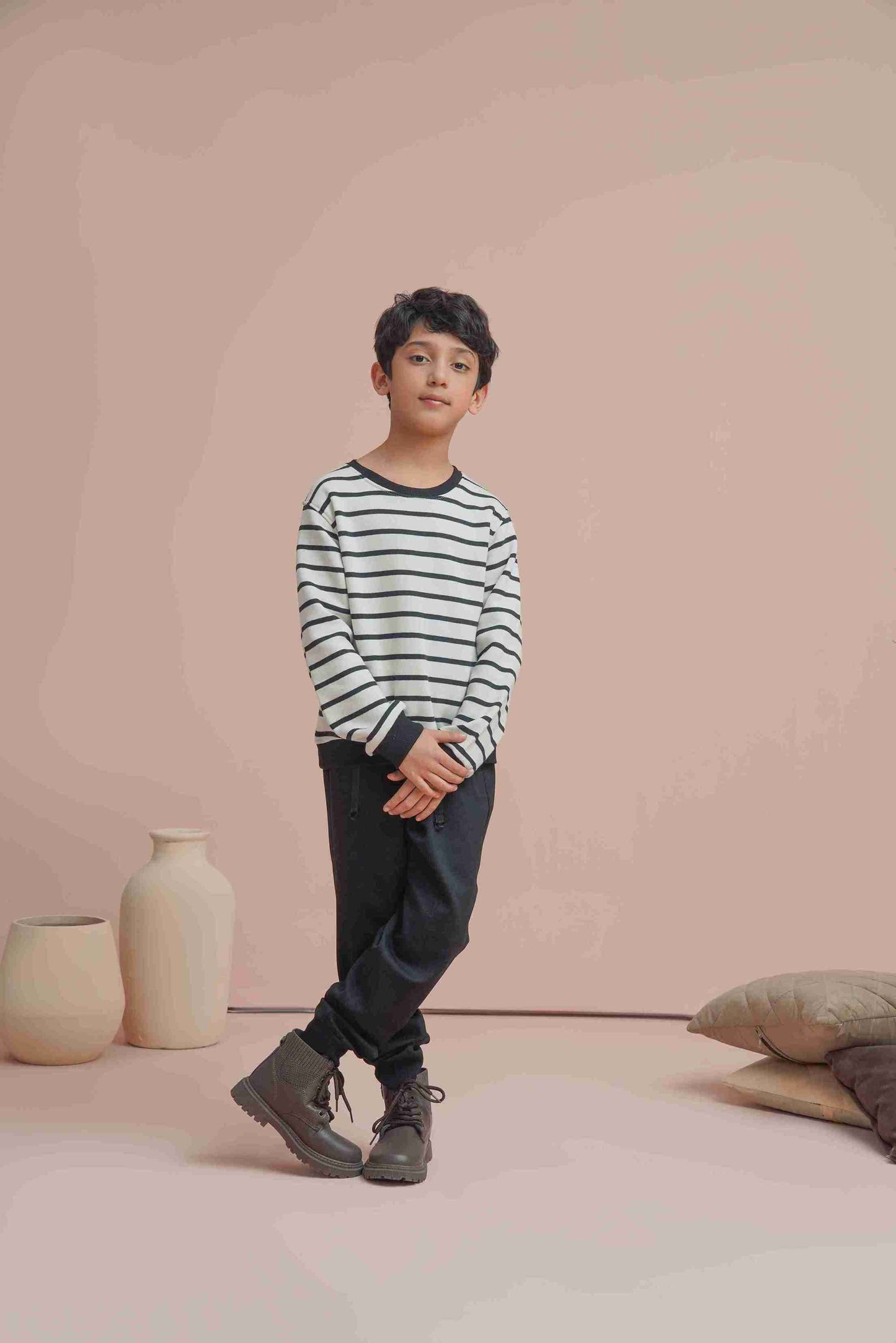 Me&Mum Boys Black & White Sweatshirt with Lining 25WBSS025