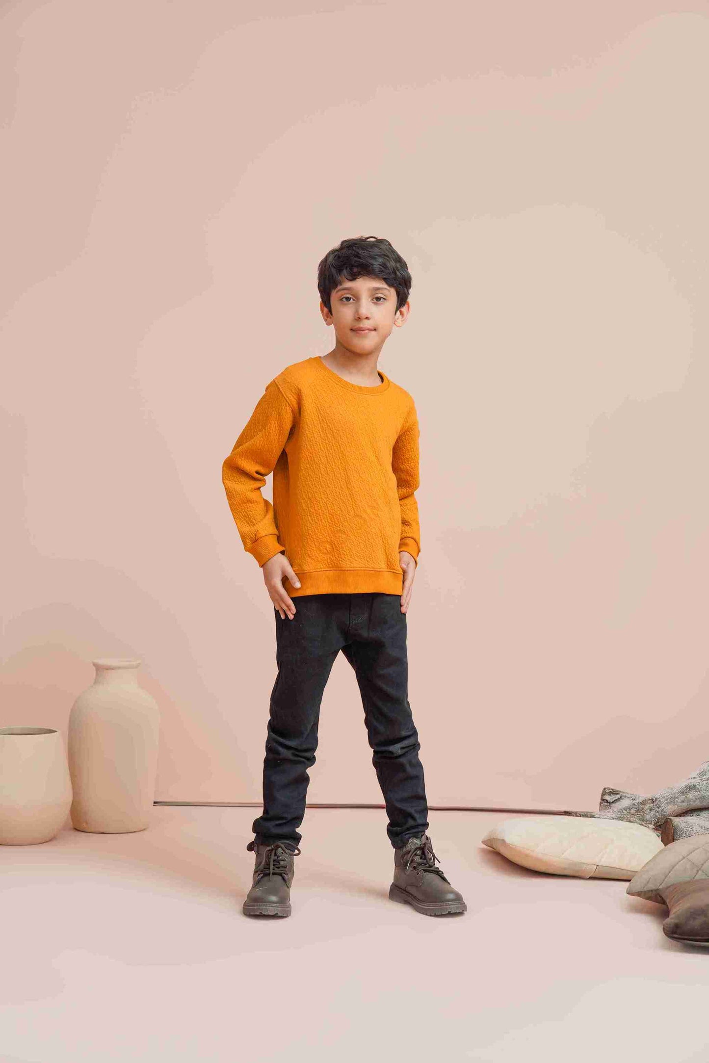 MeandMum Cozy Mustard Sweatshirt with Embossed Texture 25WBSS024-02Y-MSD