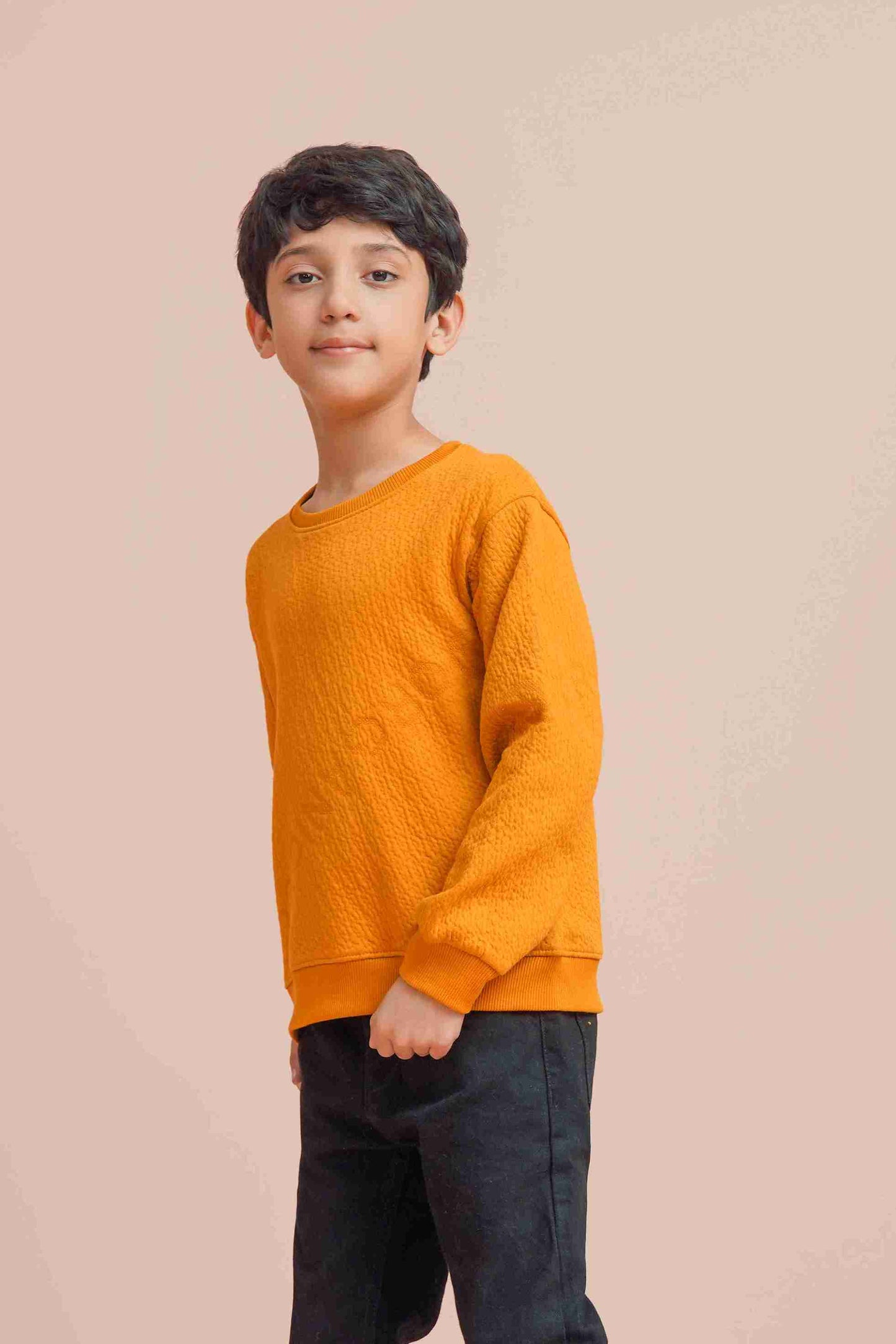 MeandMum Cozy Mustard Sweatshirt with Embossed Texture 25WBSS024-02Y-MSD